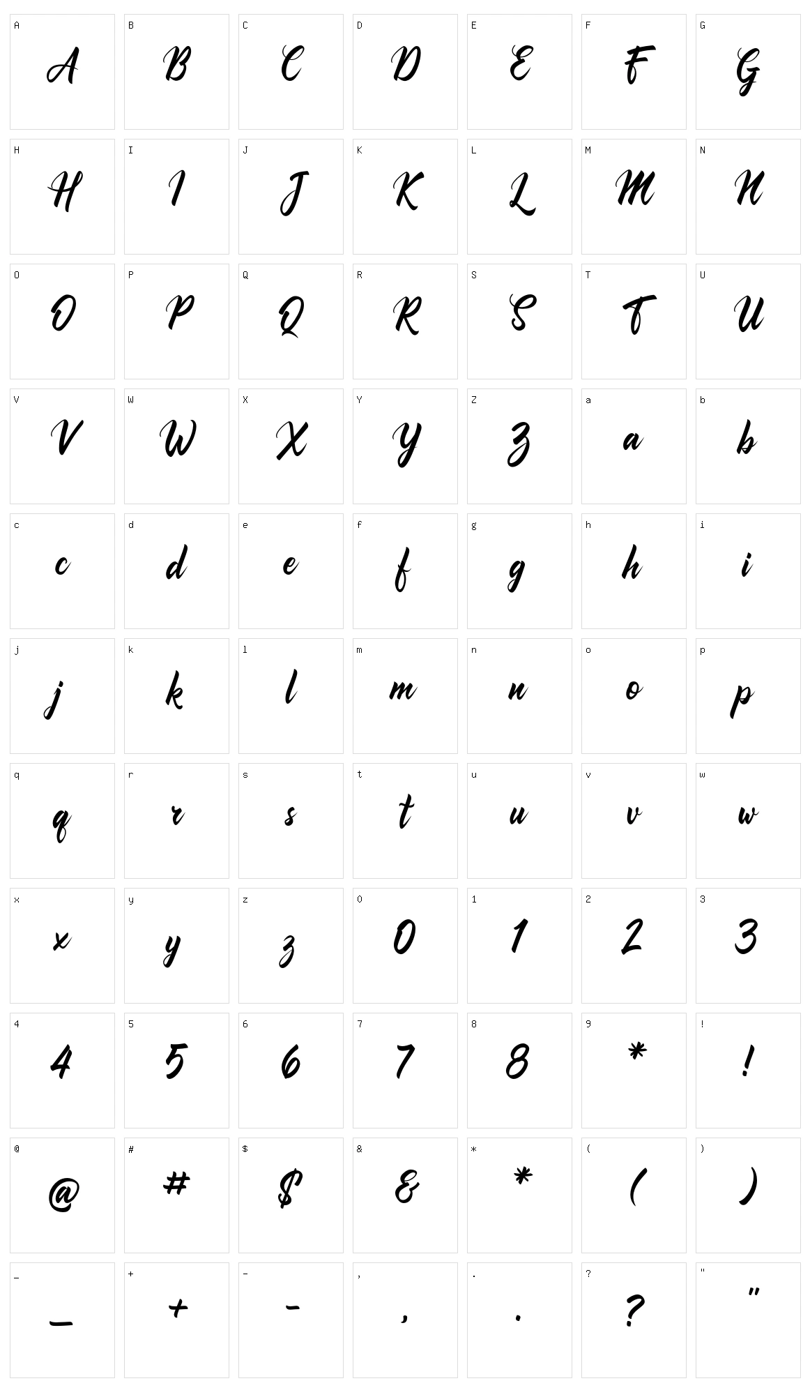 Comebro Character Set