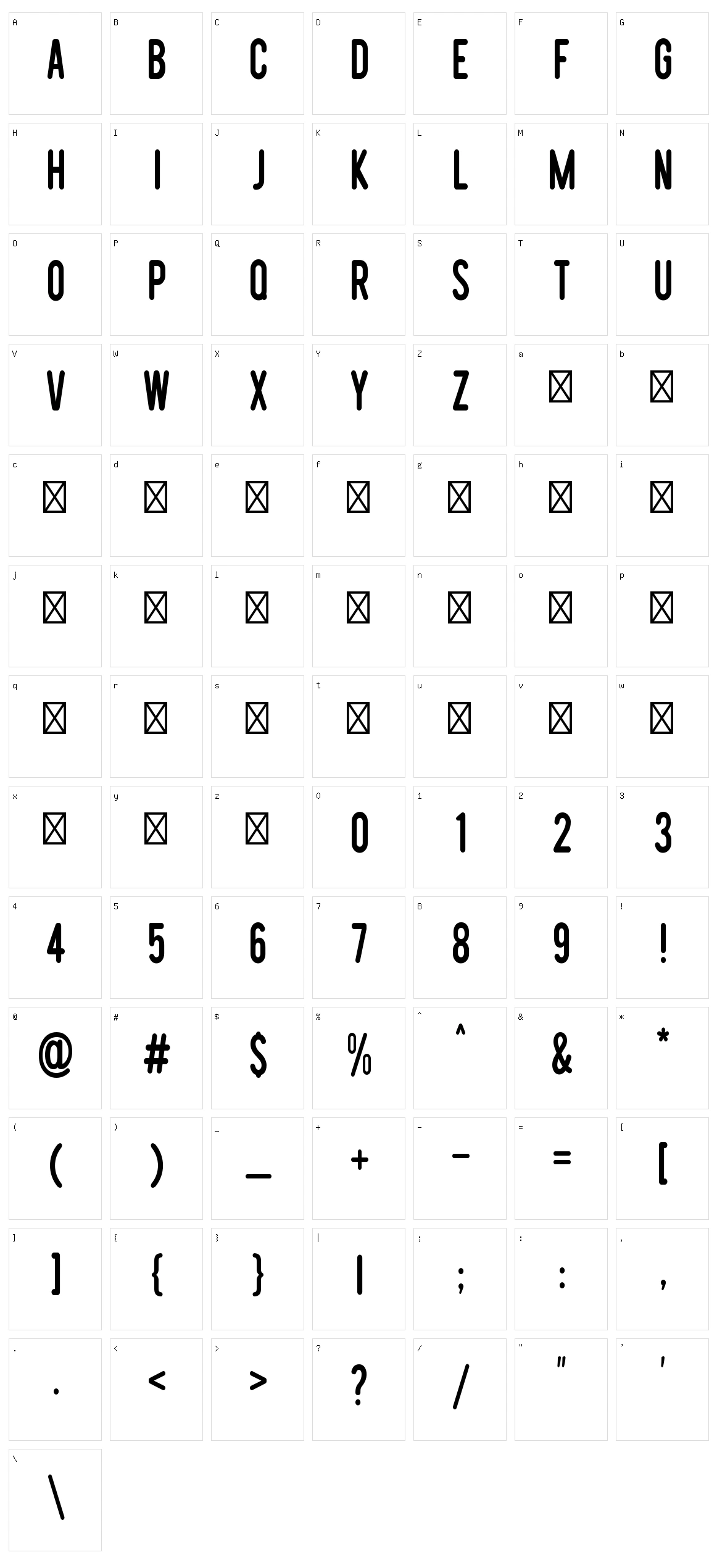 Struggle More Script Character Set