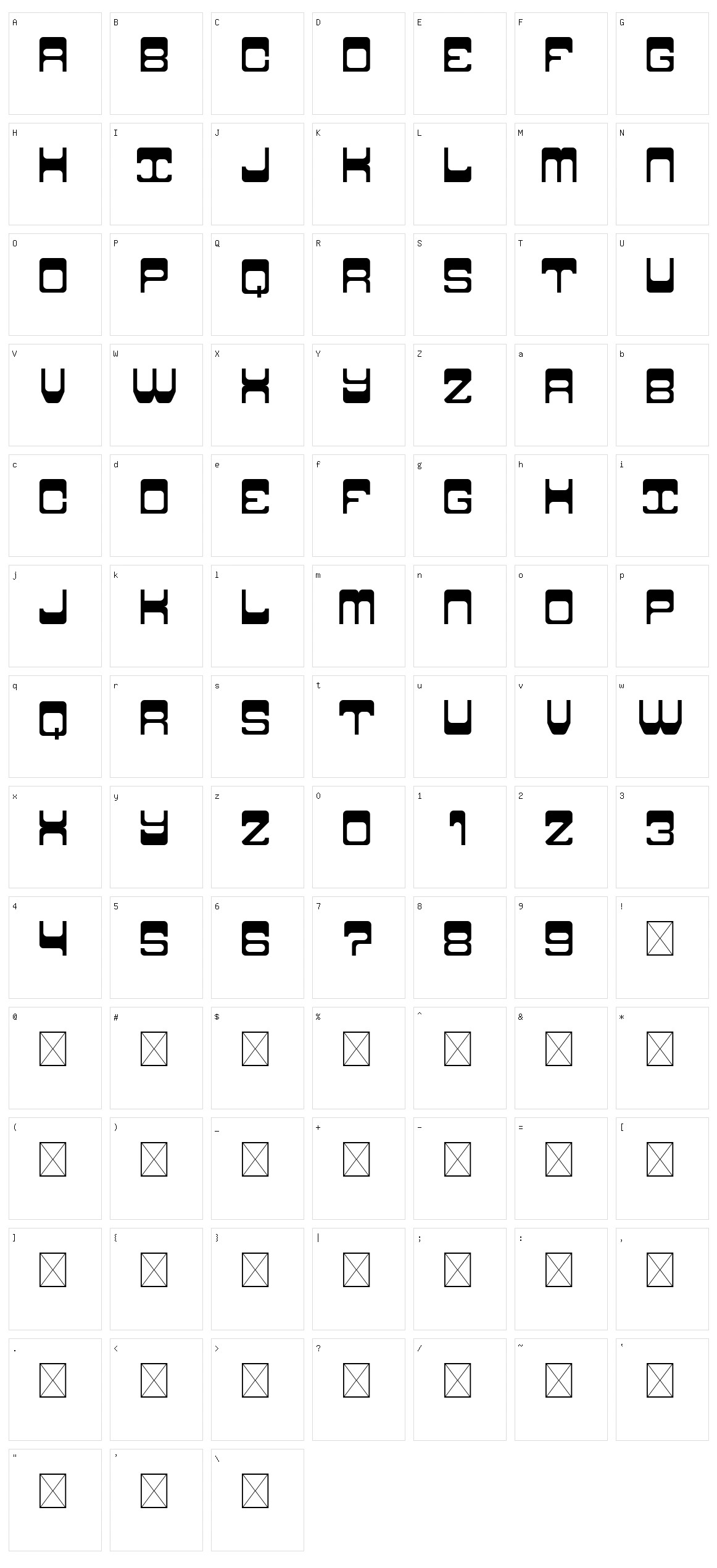 Lavomatic 2000 Character Set