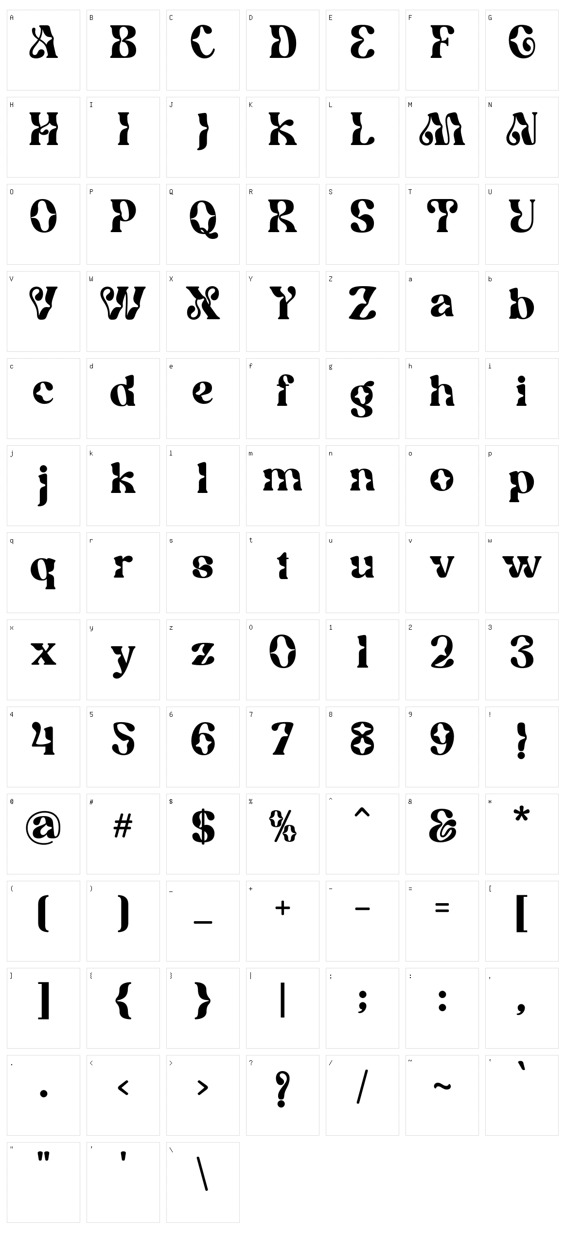 Mostera Character Set