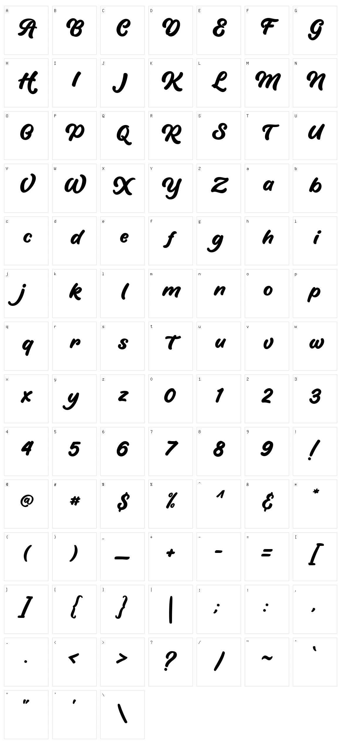 Hirolley Script Character Set