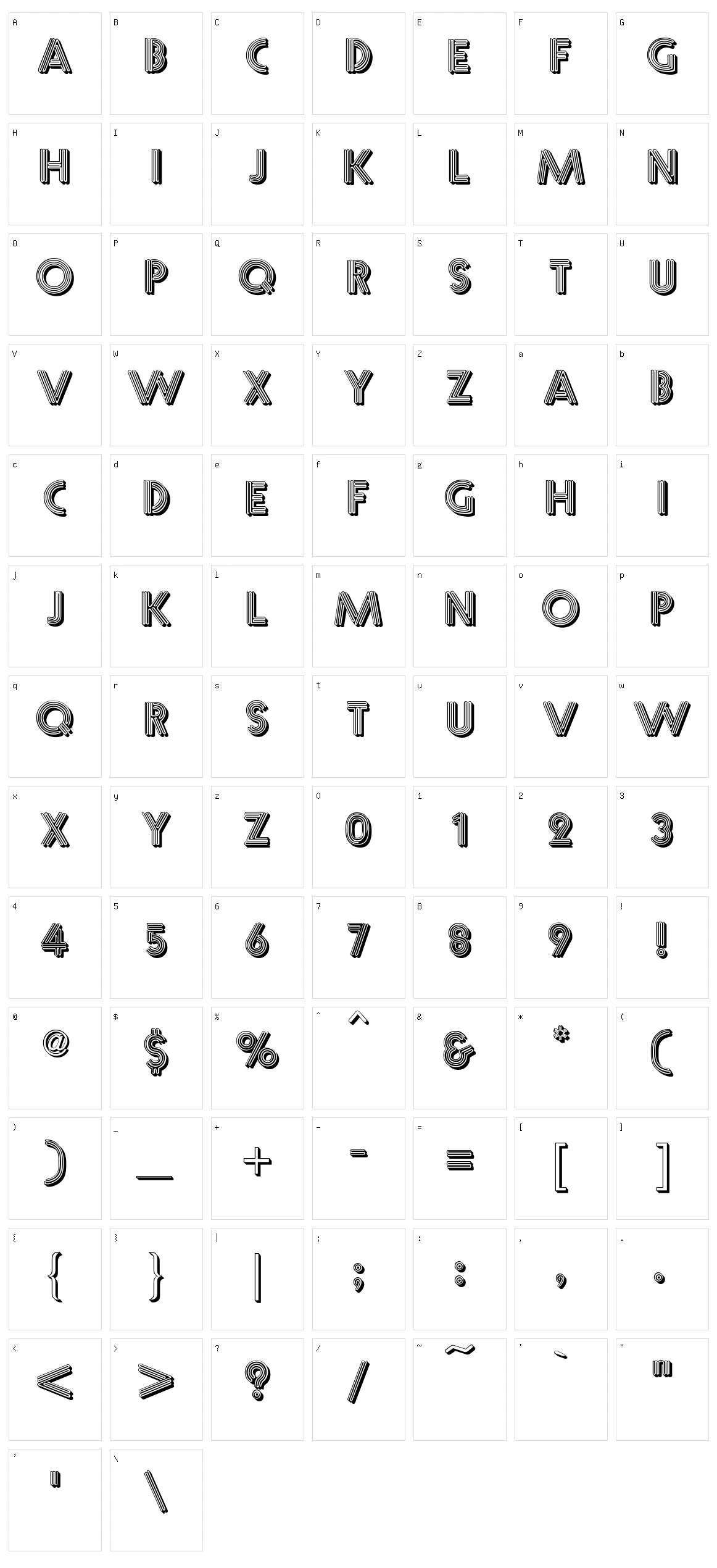 Multistrokes Character Set