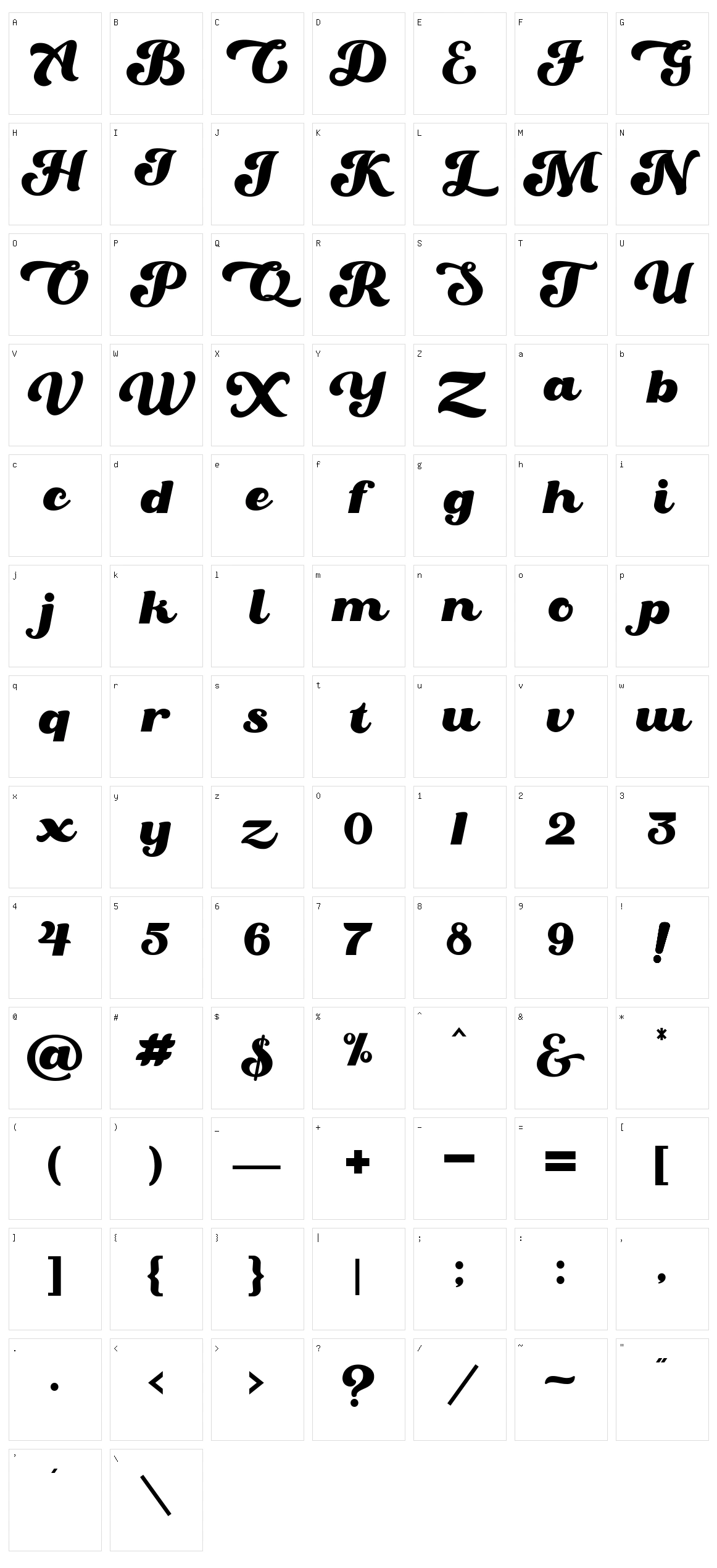 Oaklash Character Set