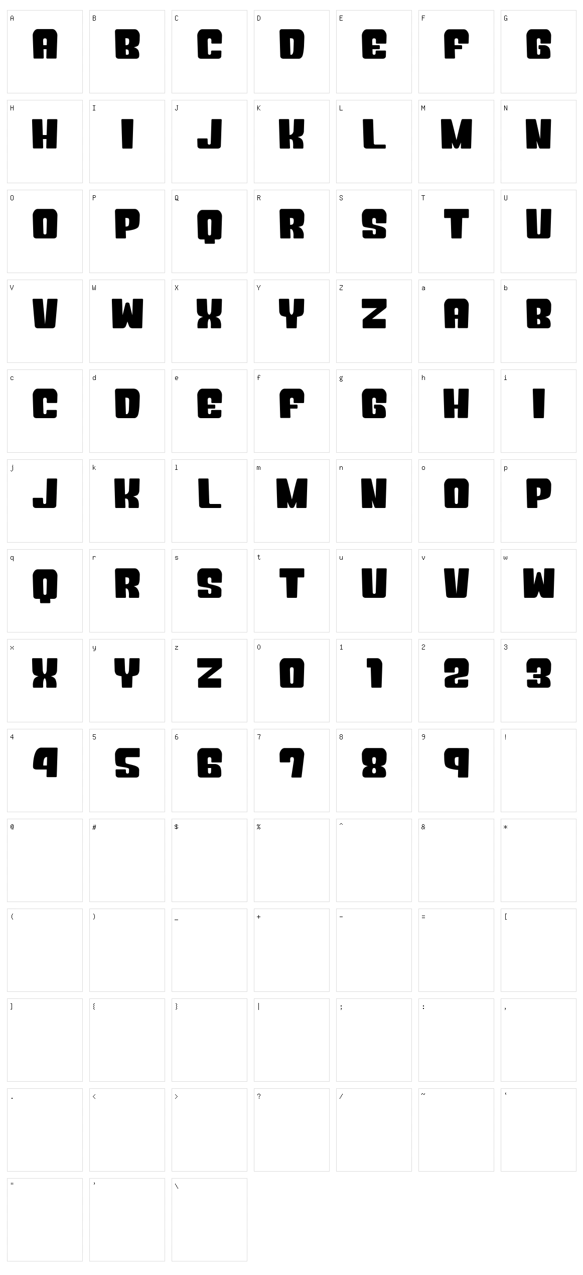 Okuba Cloud G Character Set