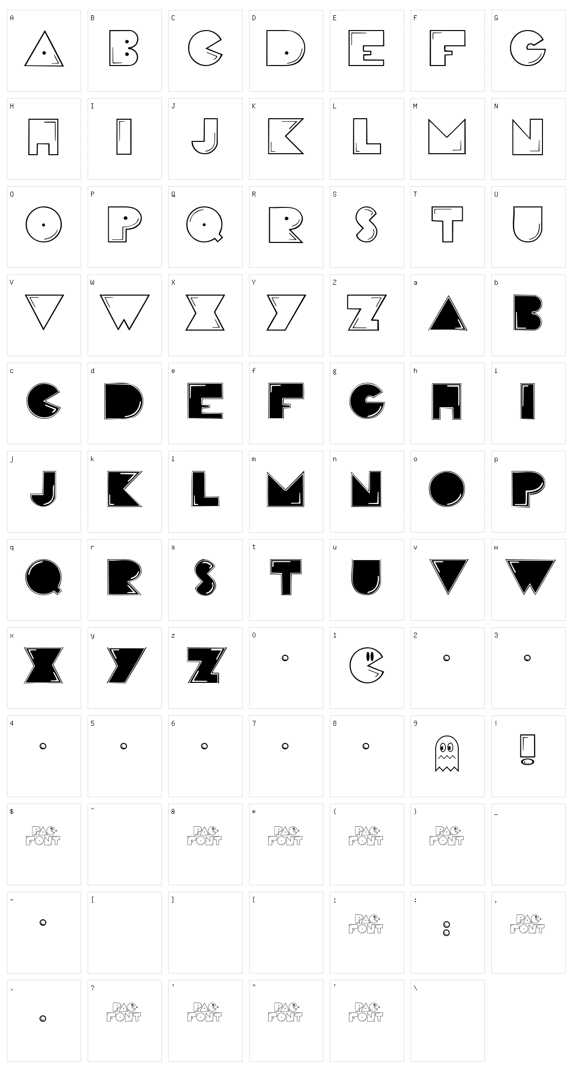 Pac-Font Character Set