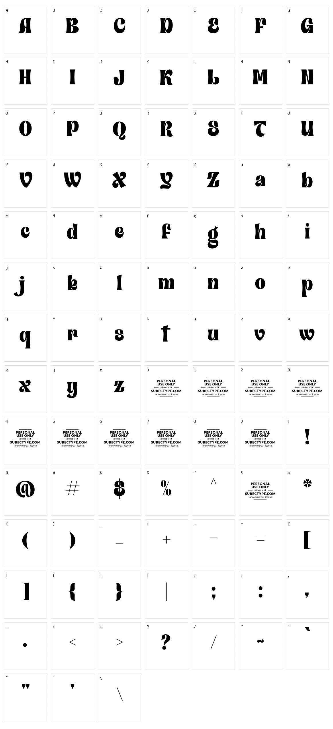 Payback Character Set