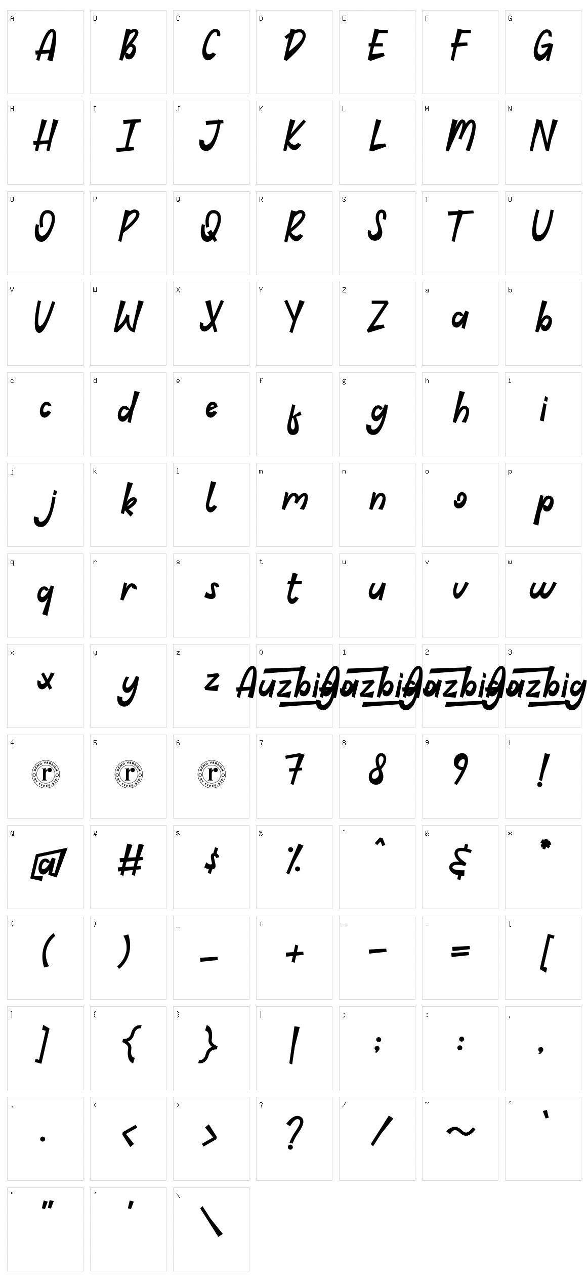Auzbigo Character Set