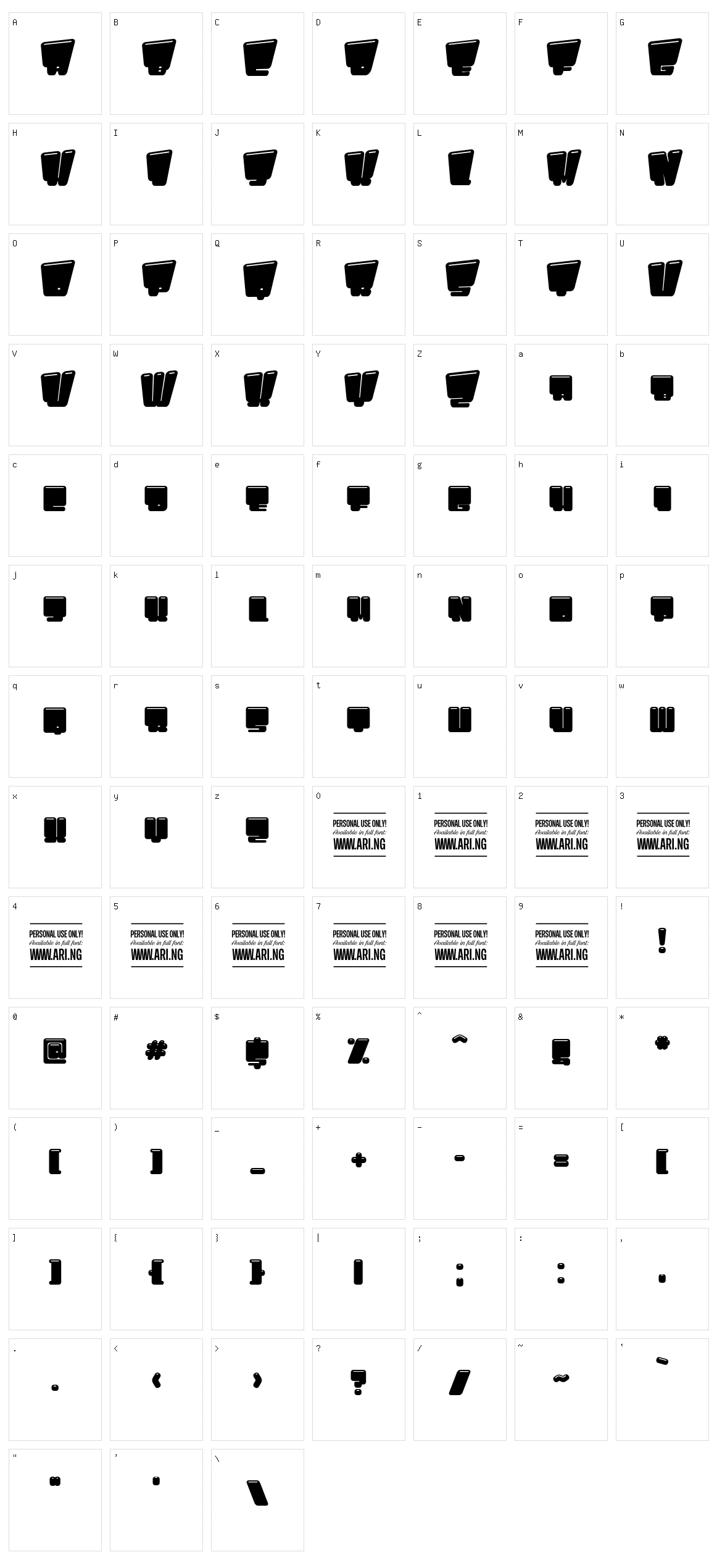Pligo Character Set
