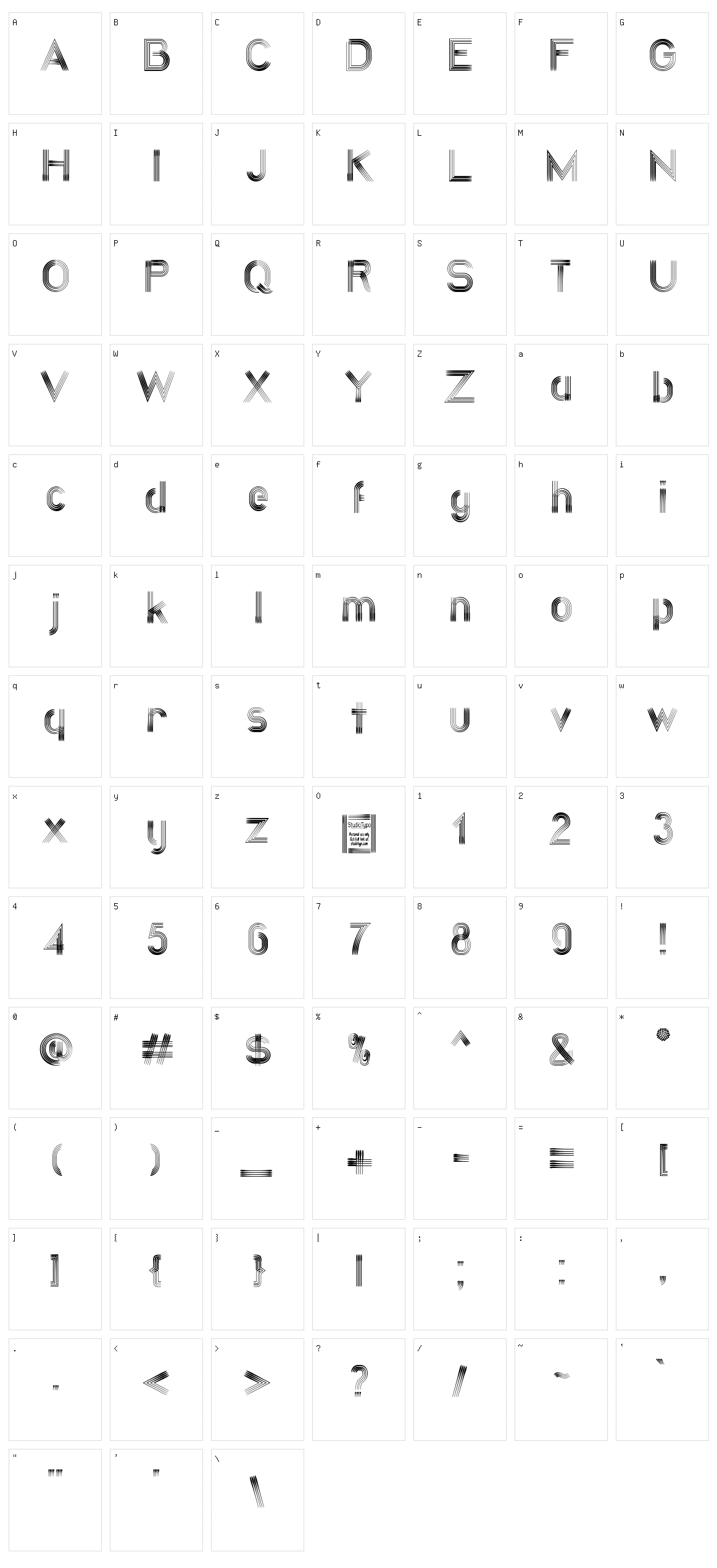 Quatroline Character Set