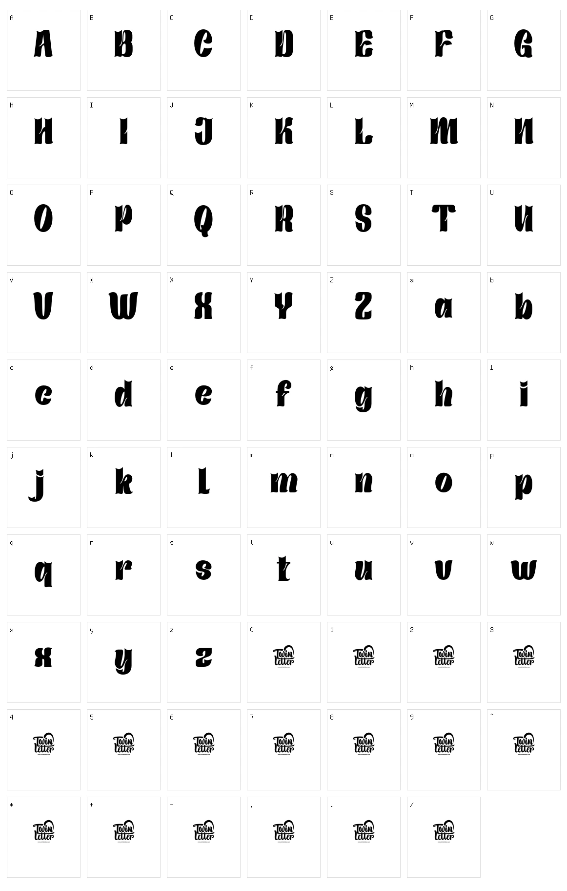 Rastiku Character Set
