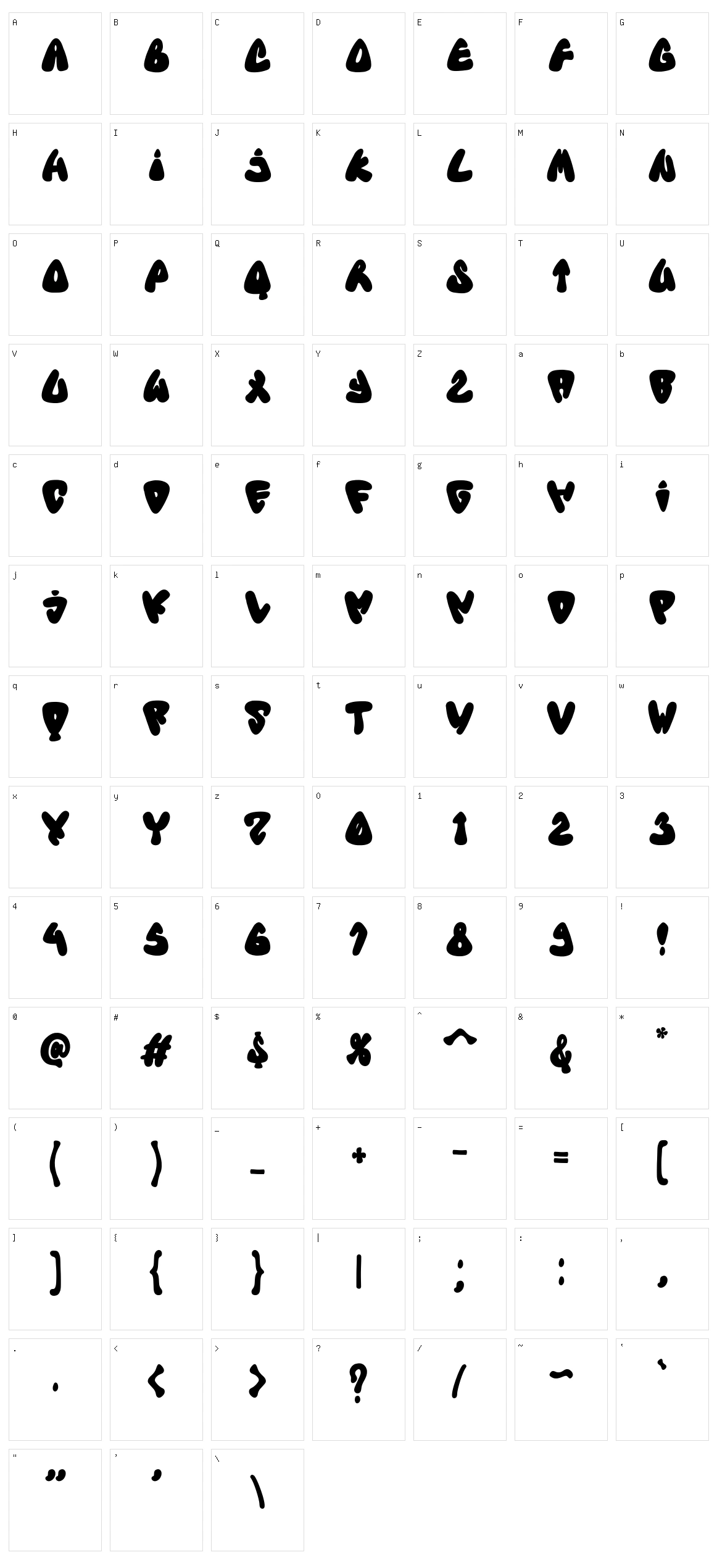 Sidethree Character Set
