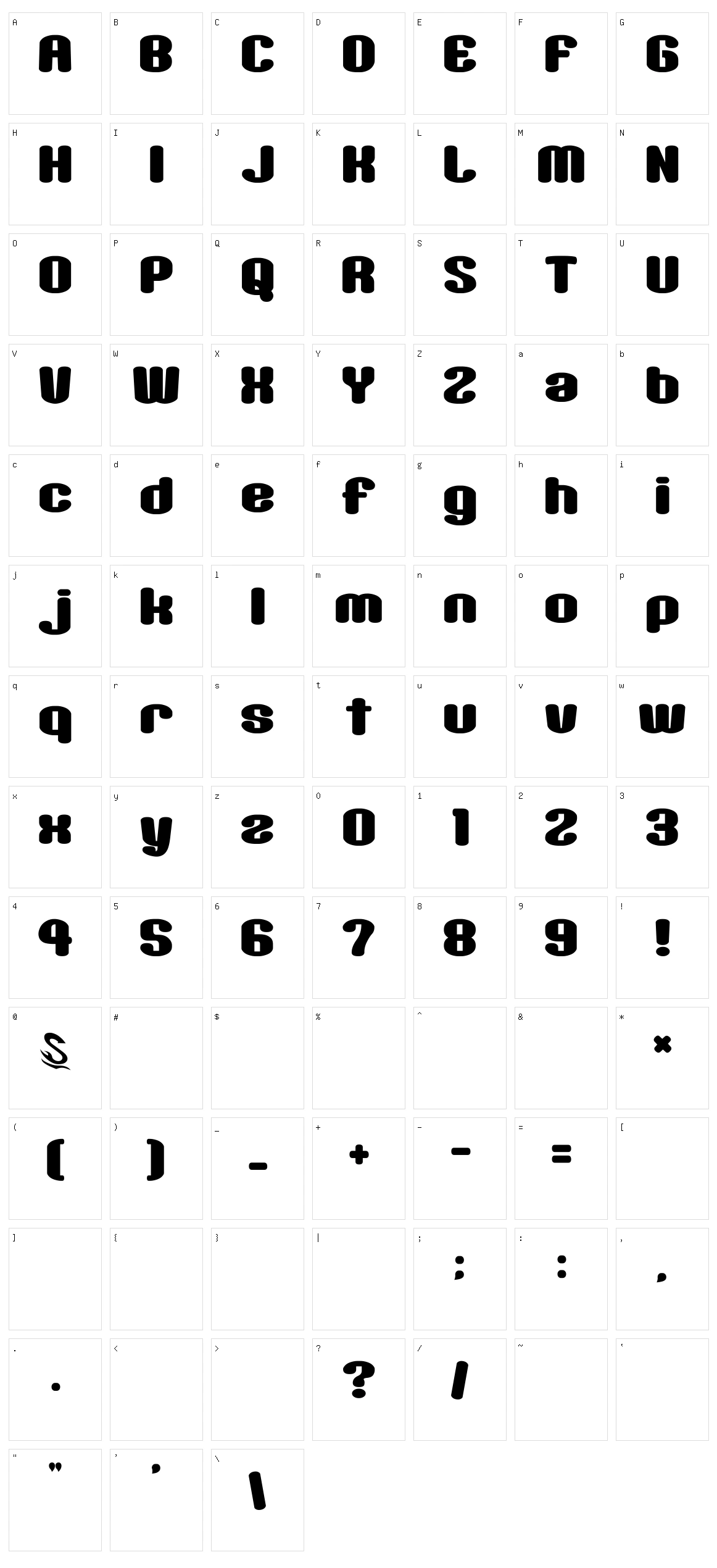 Sikakusimen G Character Set