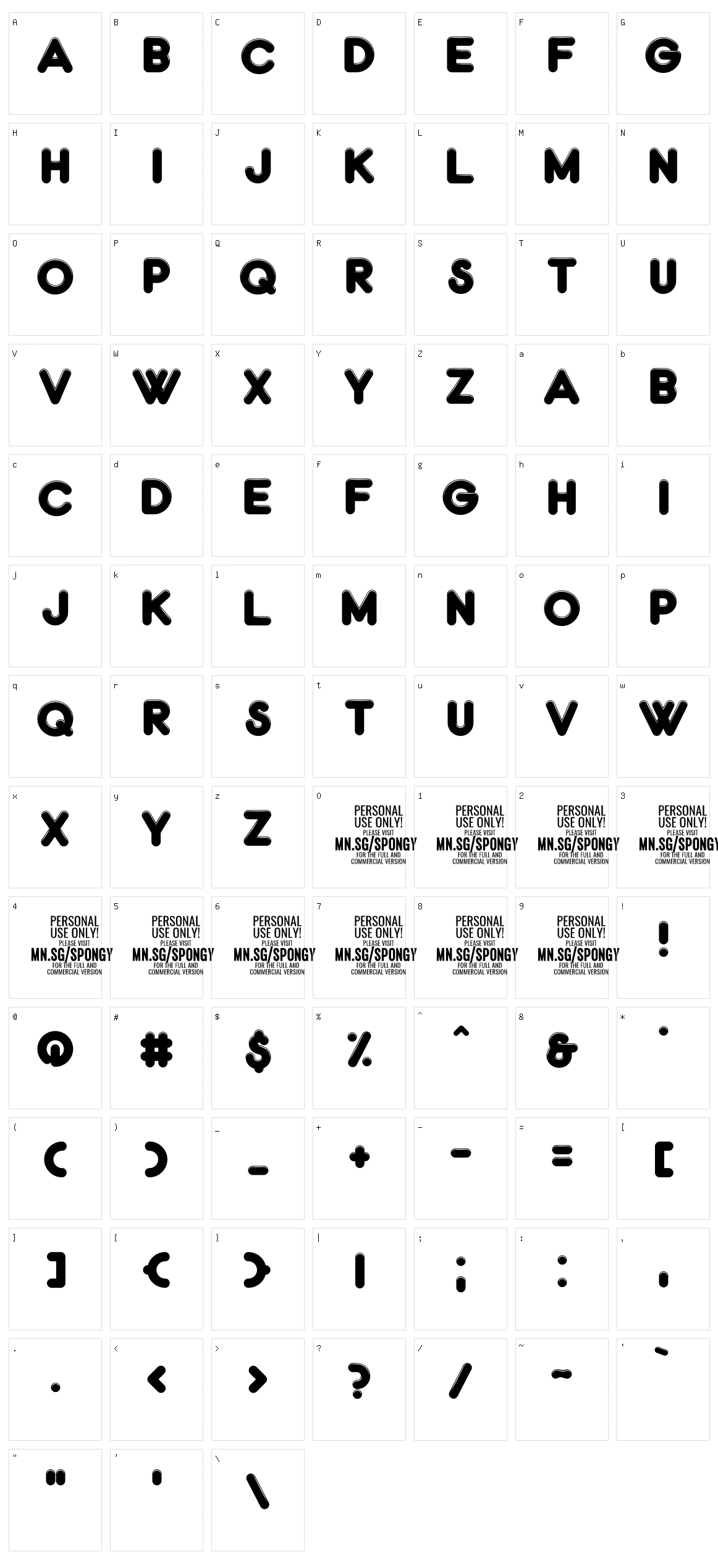 Spongy Character Set