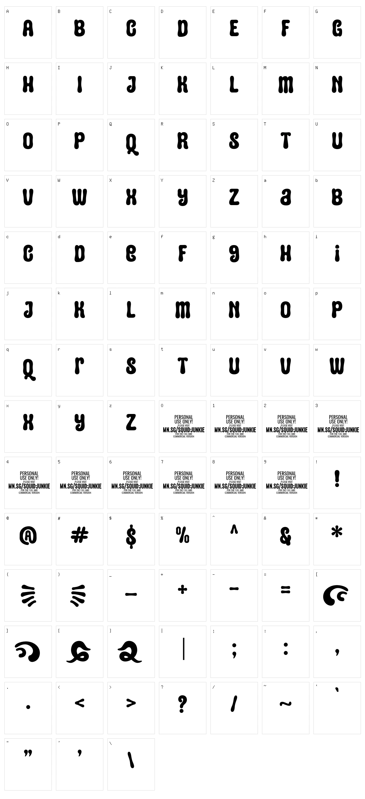 Squid Junkie Character Set