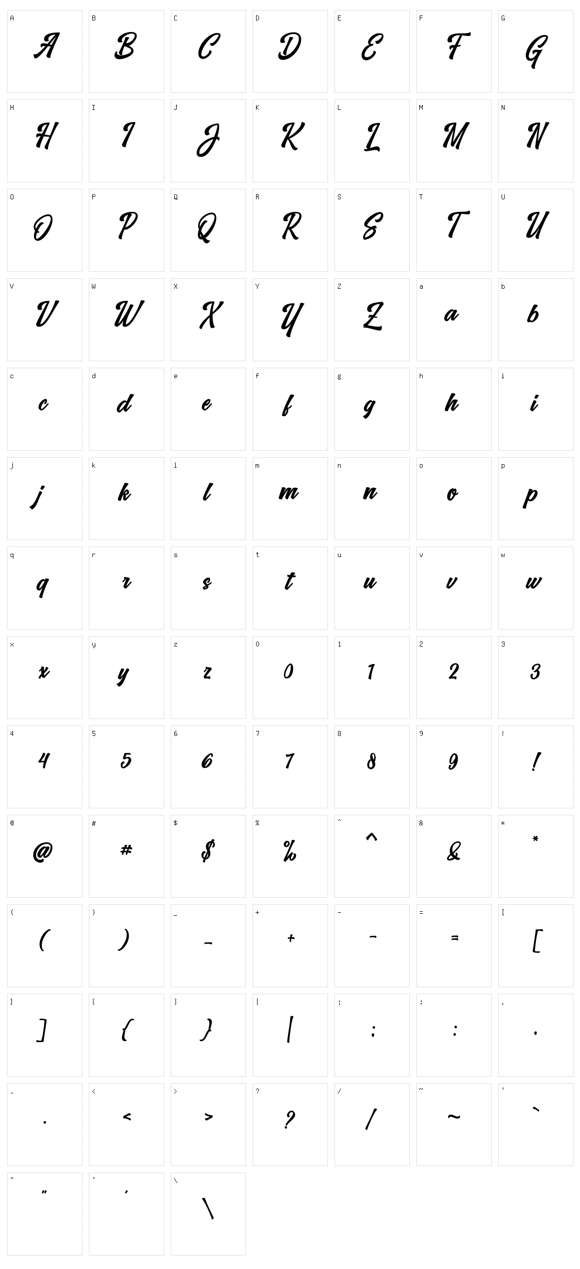 Vrindals Script Character Set
