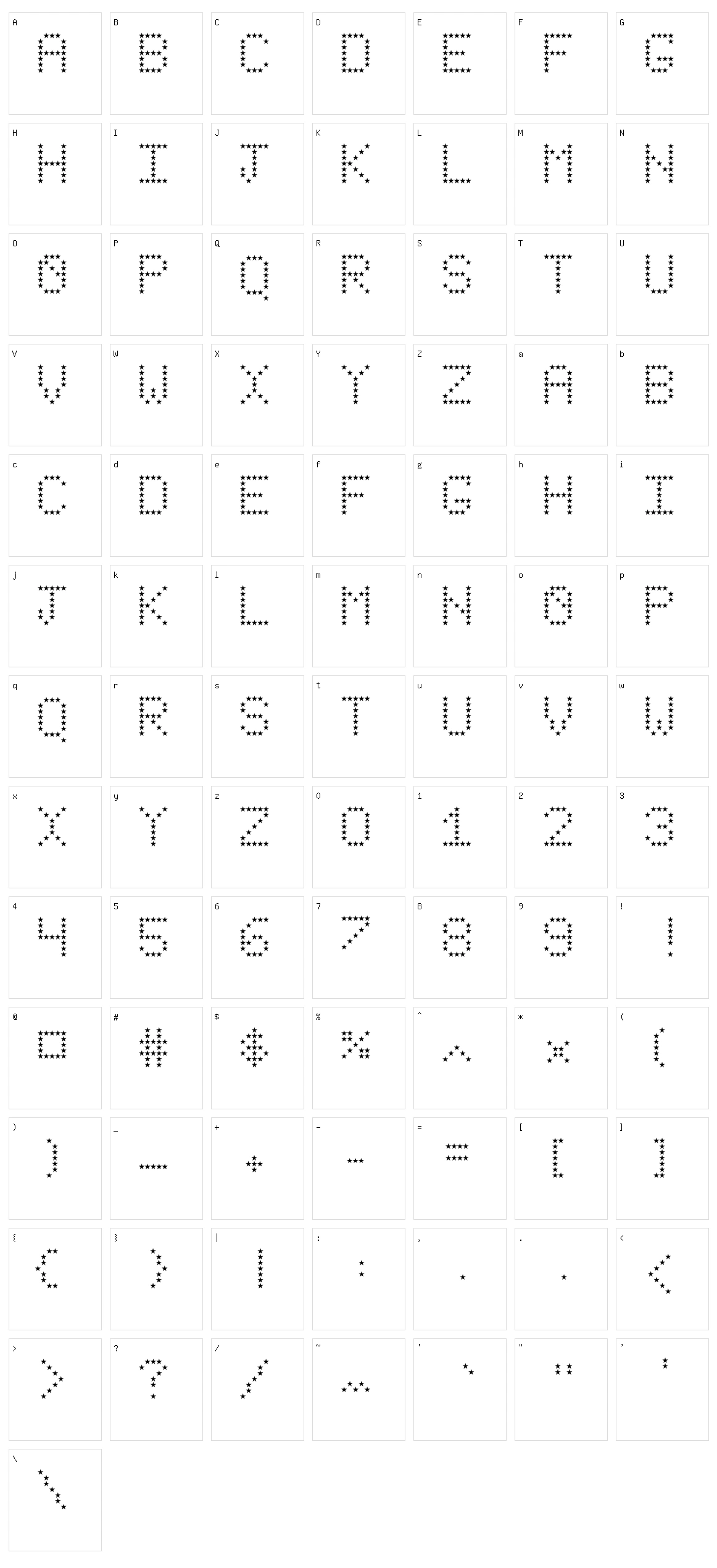 Stars Revenge Character Set