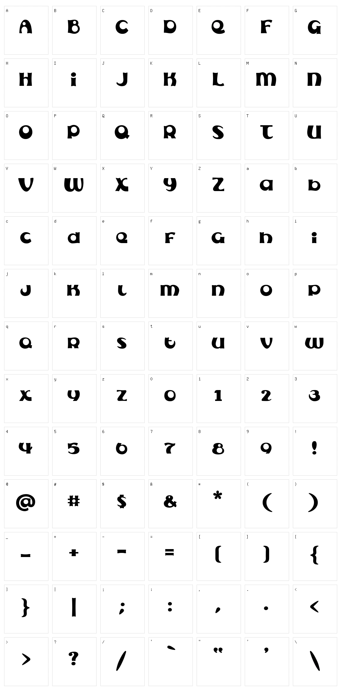 Subelair Character Set