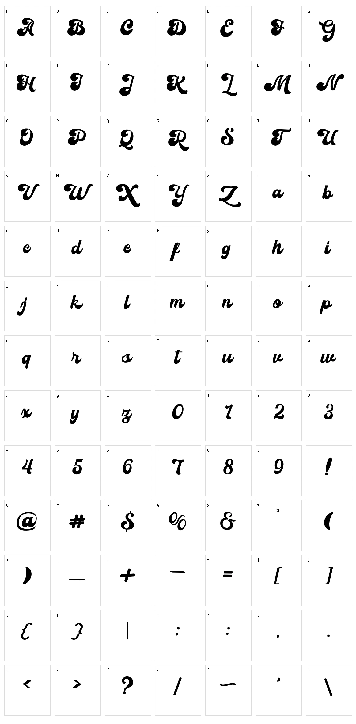Sianok Valley Script Character Set