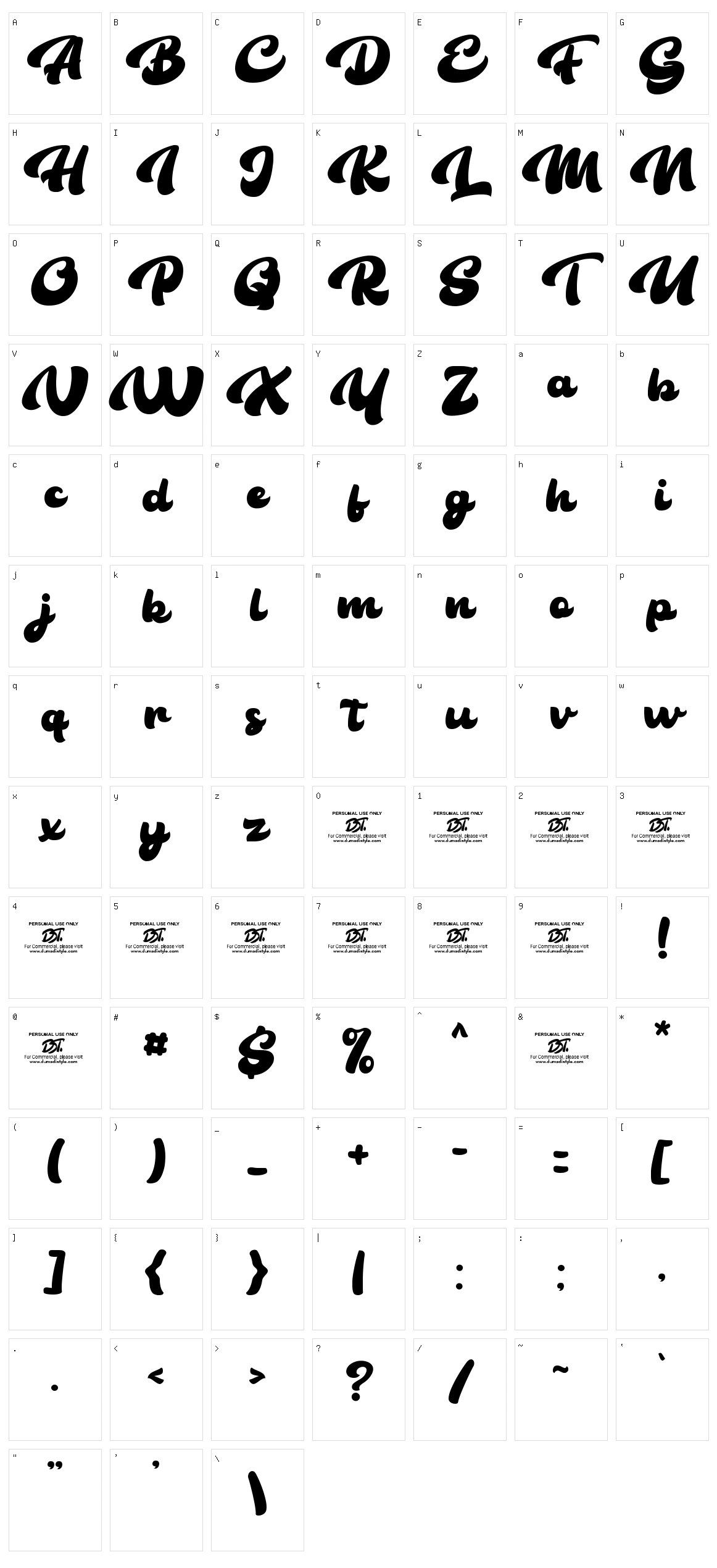 The Bambank Script Character Set