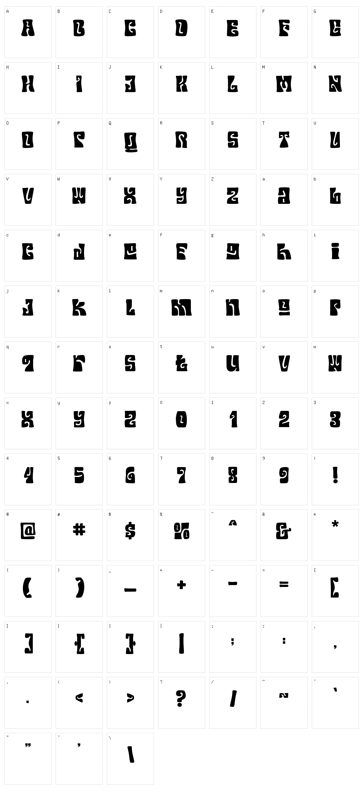 Your Groovy Font Character Set