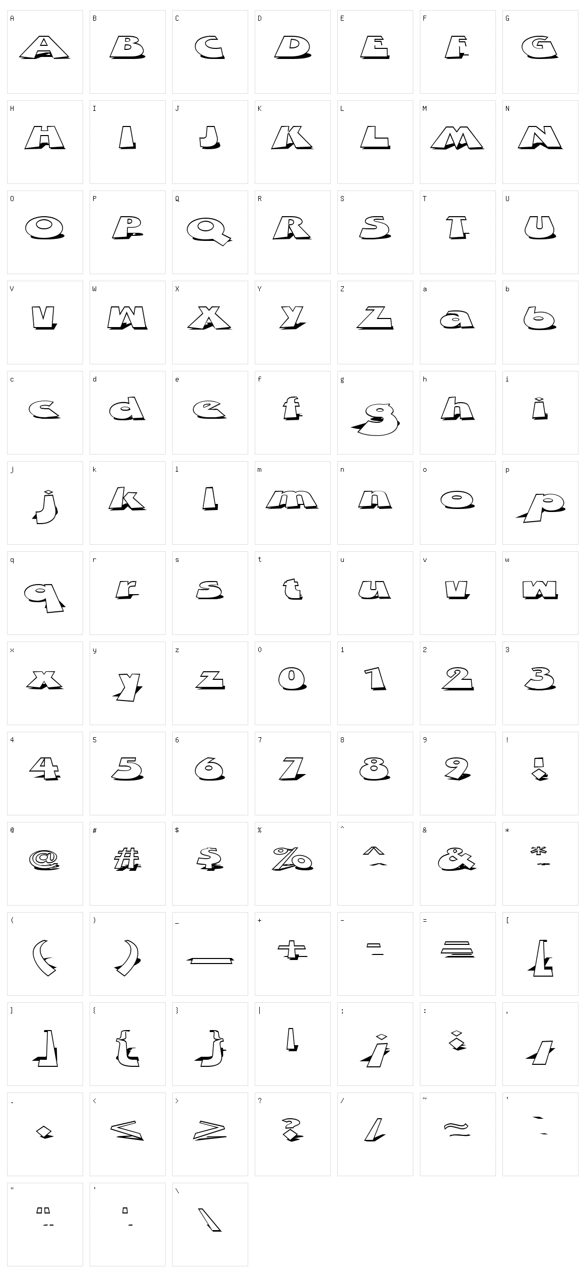 Z dabble Down Character Set