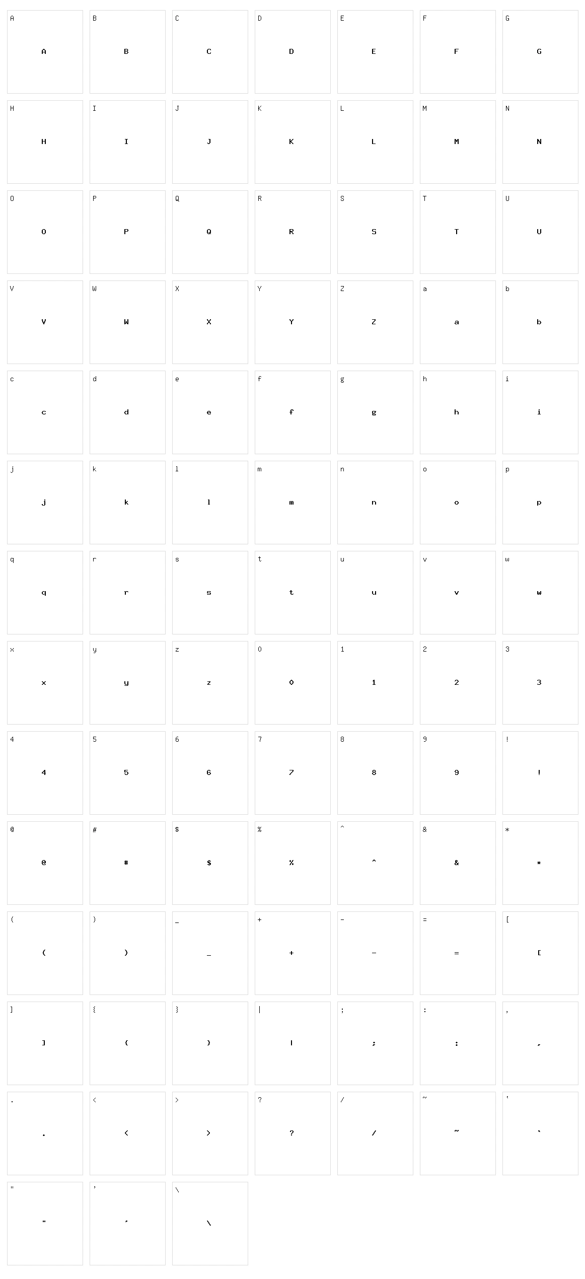 44 Font Character Set