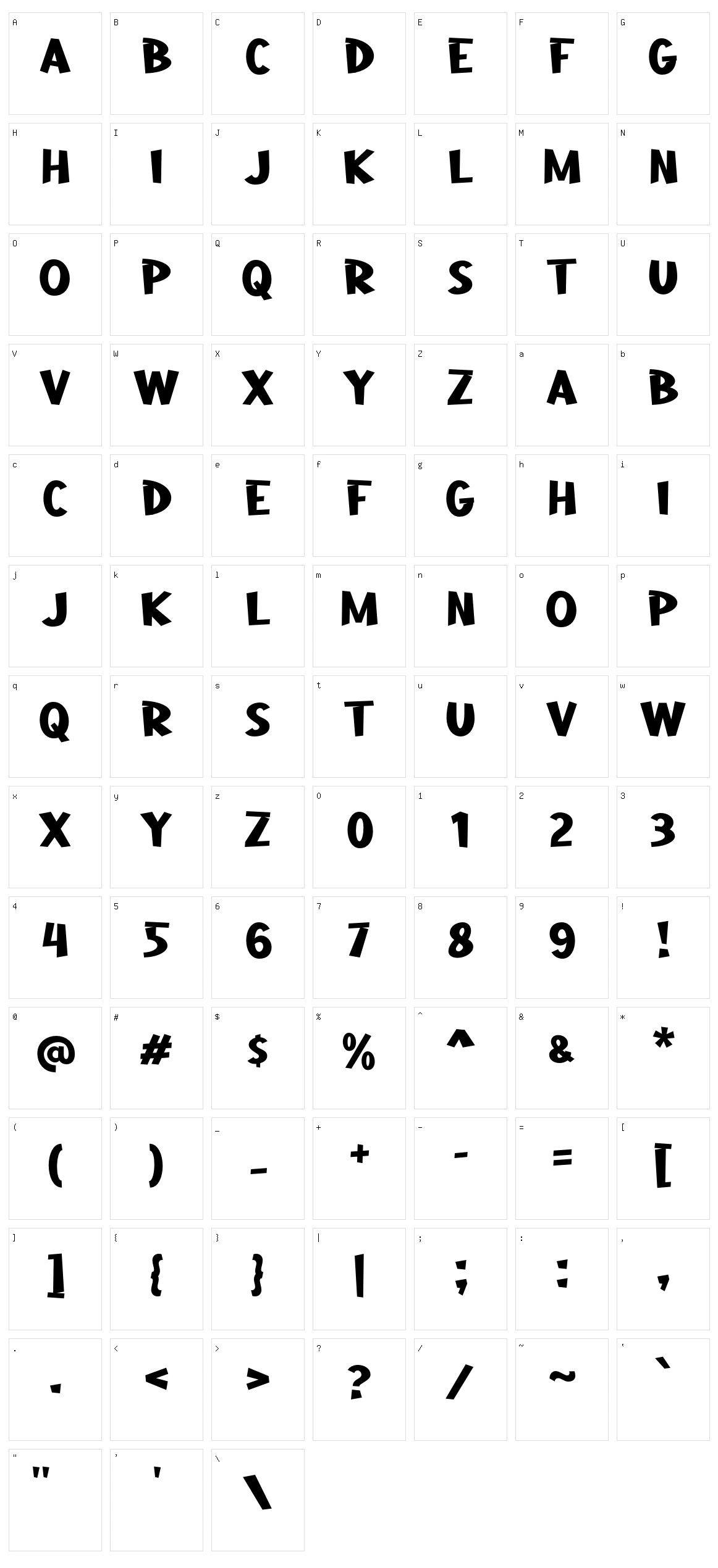 A Aha Wow Character Set