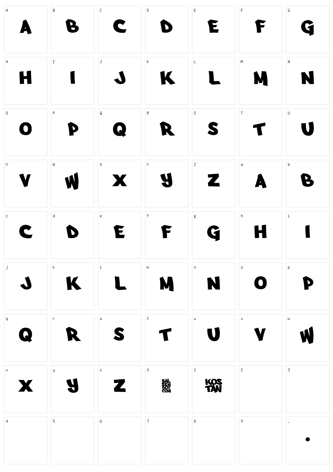 Arfmoochikncheez Character Set