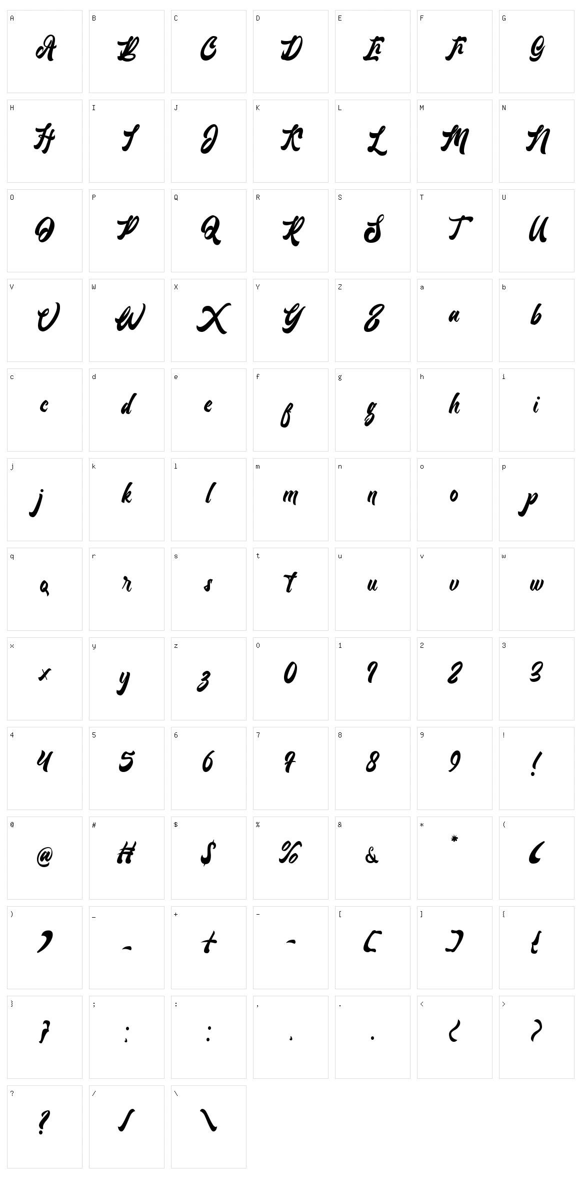 Lantenia Character Set