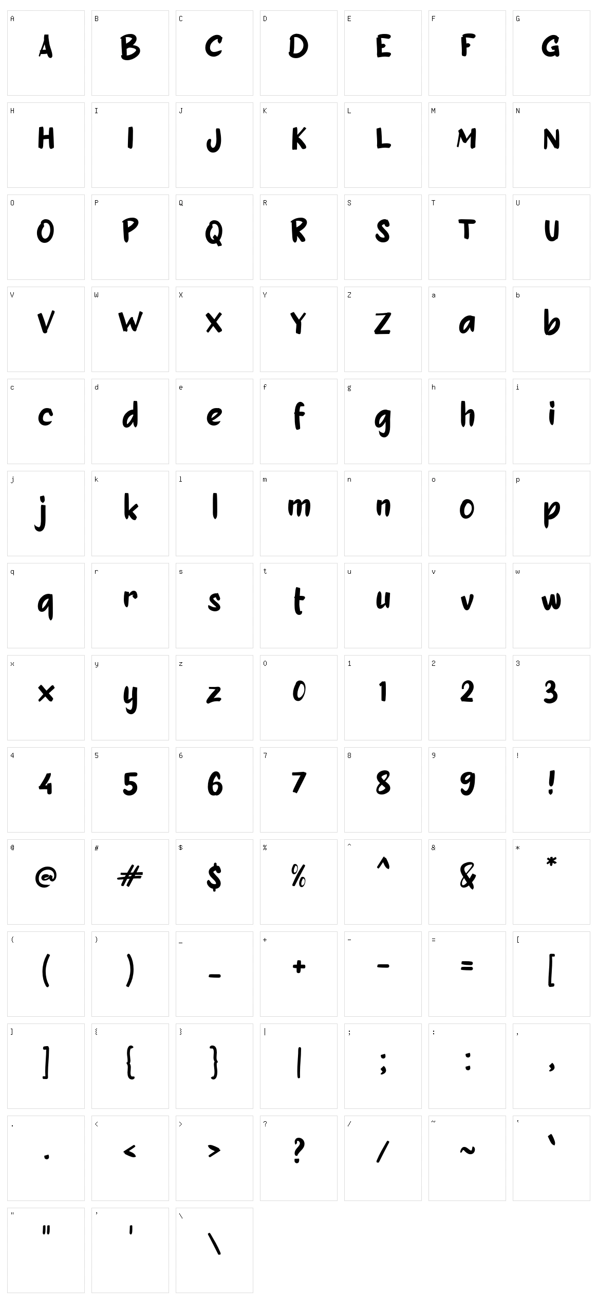 B Beshary Character Set