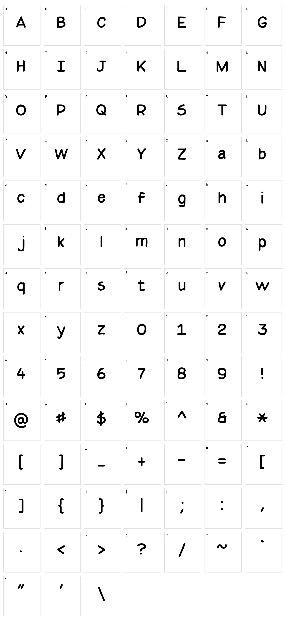 Basic Comical NC Character Set