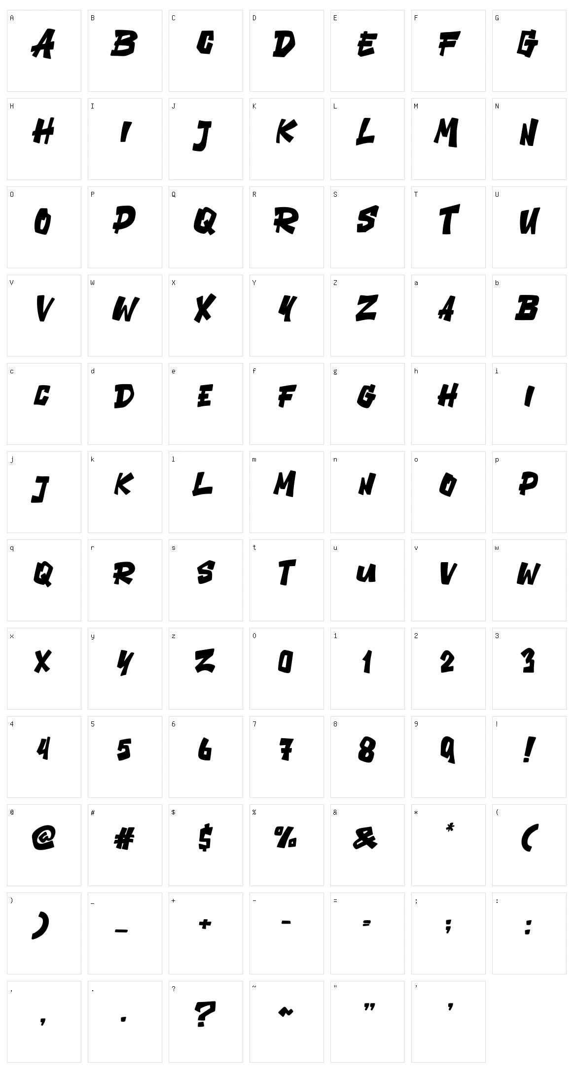 Bigdex Character Set