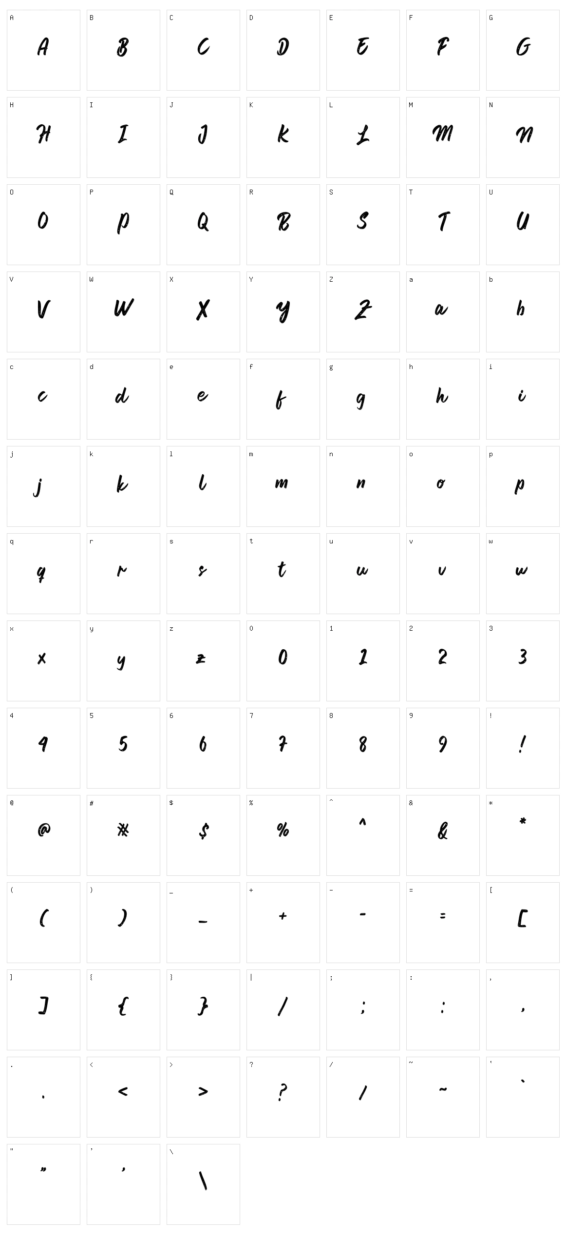 Pahat Script Character Set