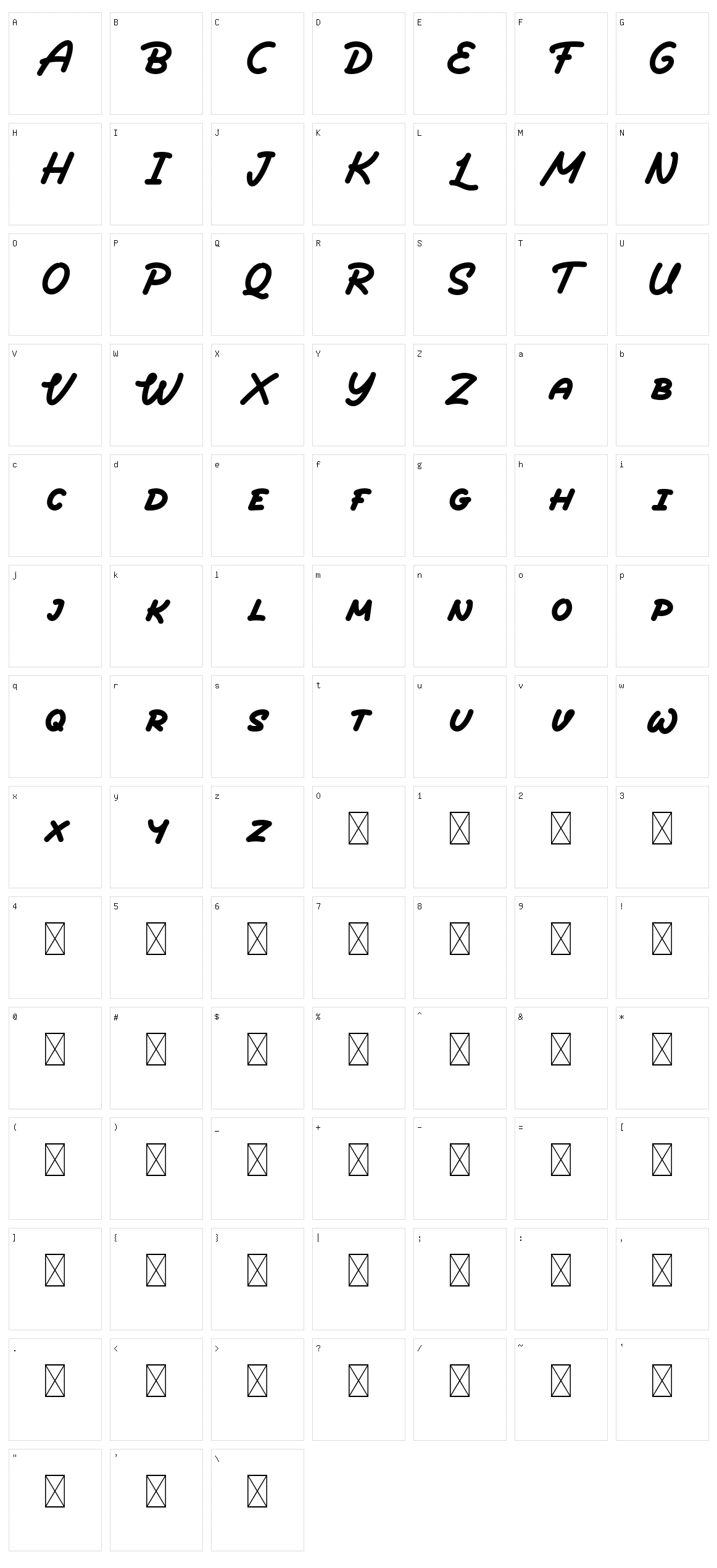Bullhad Character Set