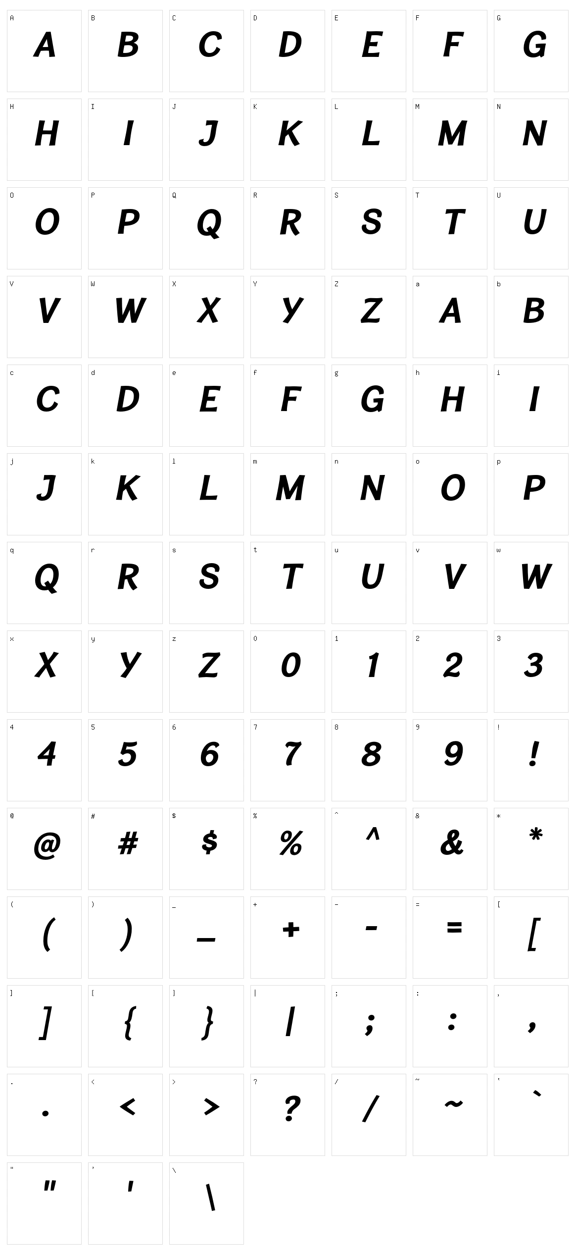 Cardigan Titling Character Set