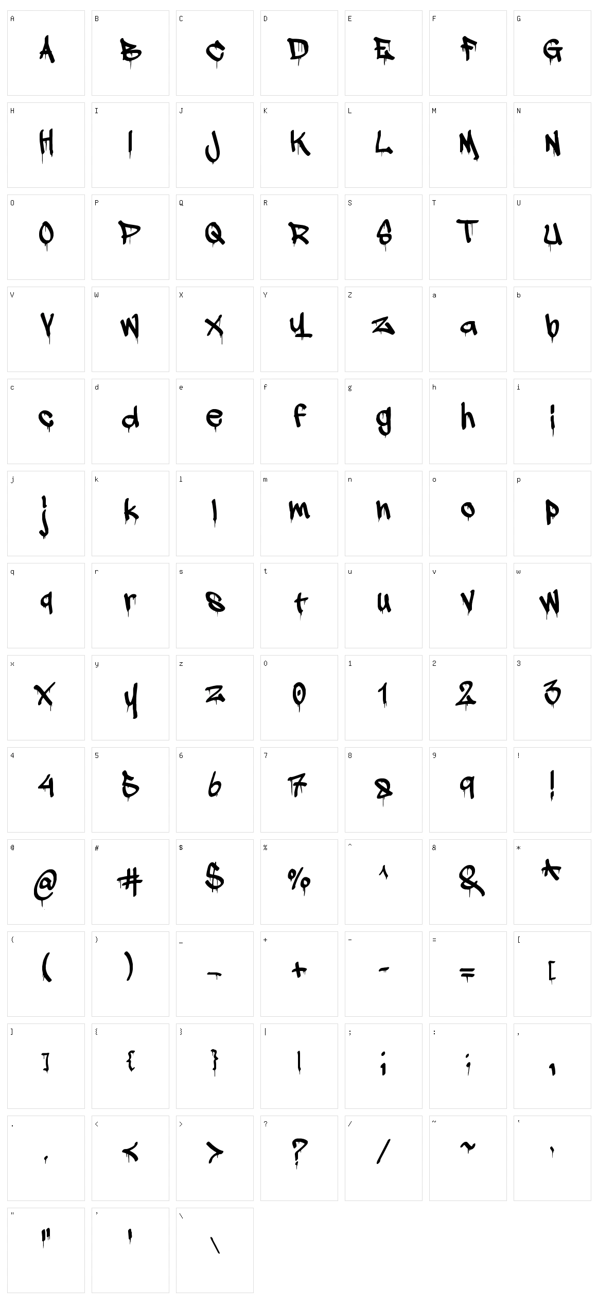 A Dripping Marker Character Set