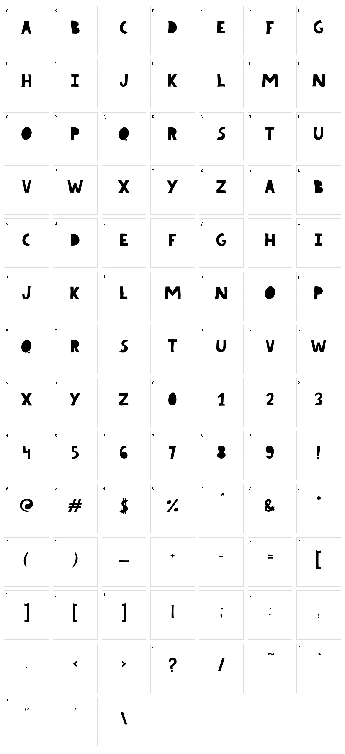 Comic Bold Character Set