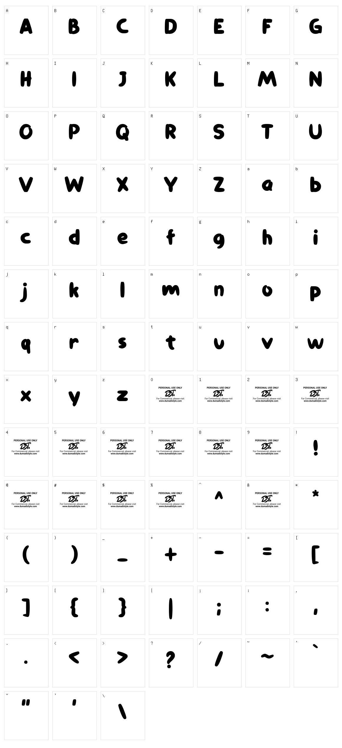 Comic Comoc Character Set