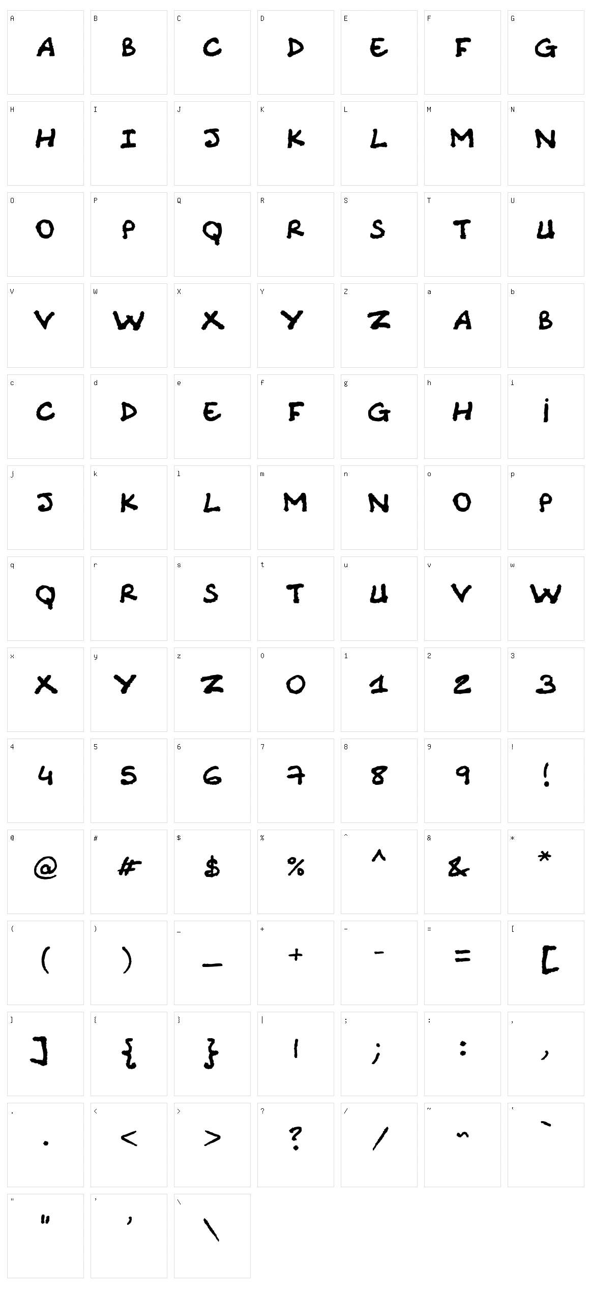 Comic Note Raw Character Set