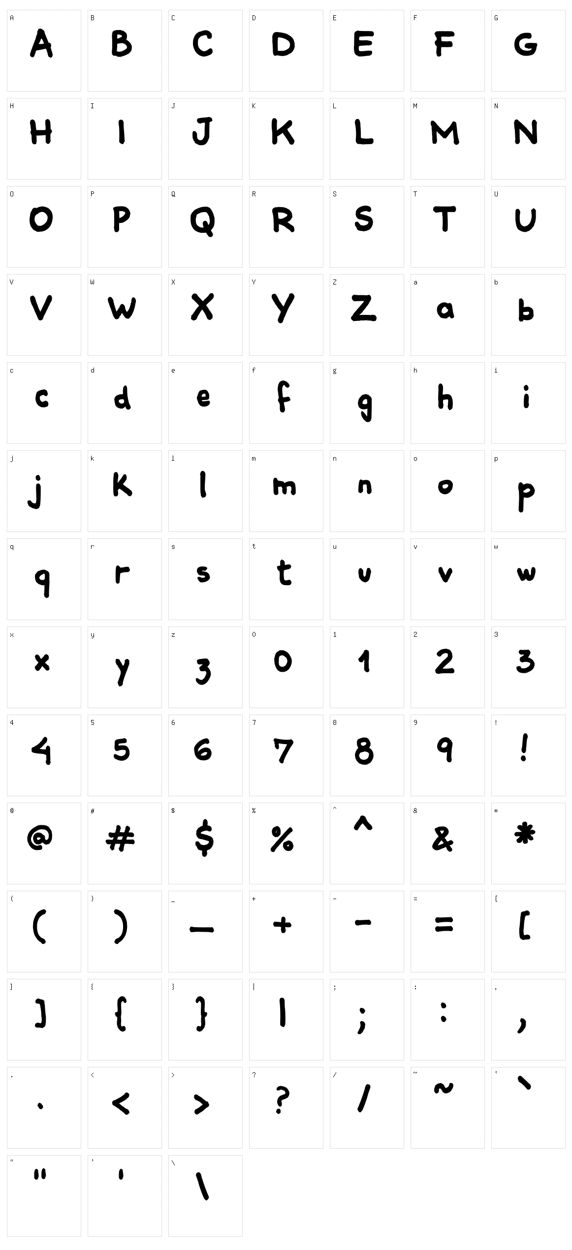 Comiquita Sans Character Set