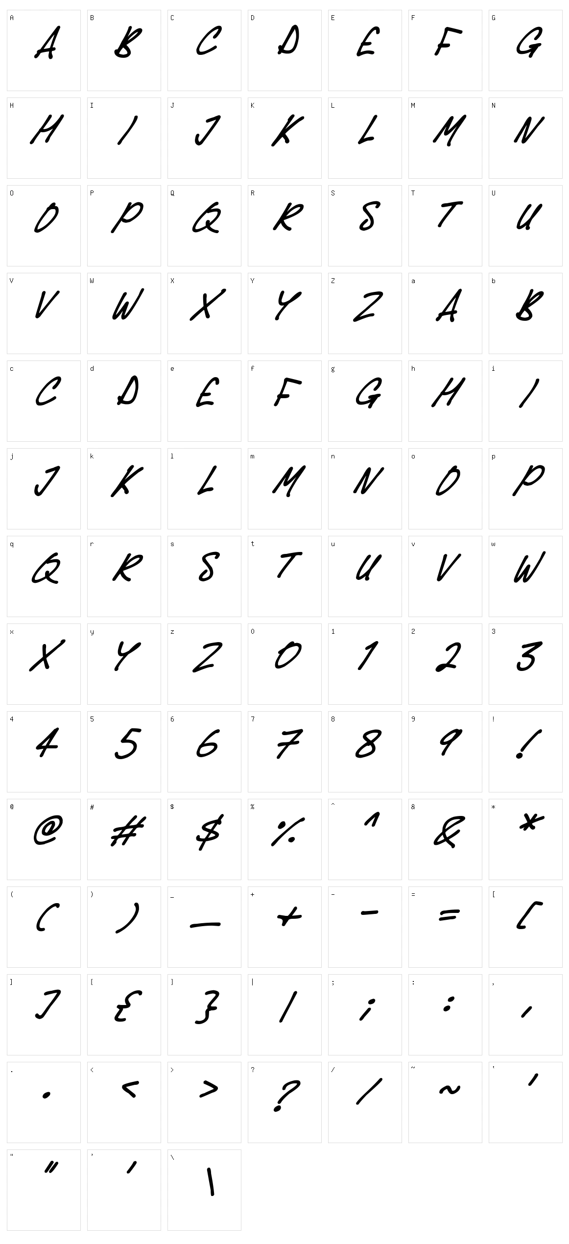 Delicious Scrawl Character Set