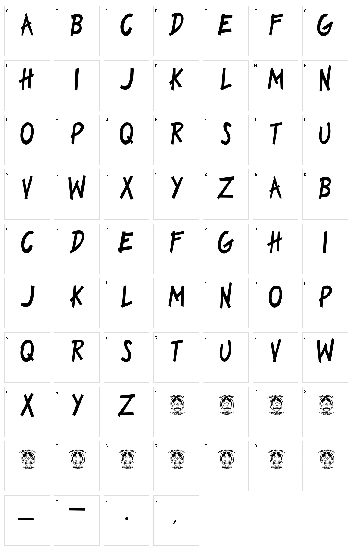 Dilove Character Set
