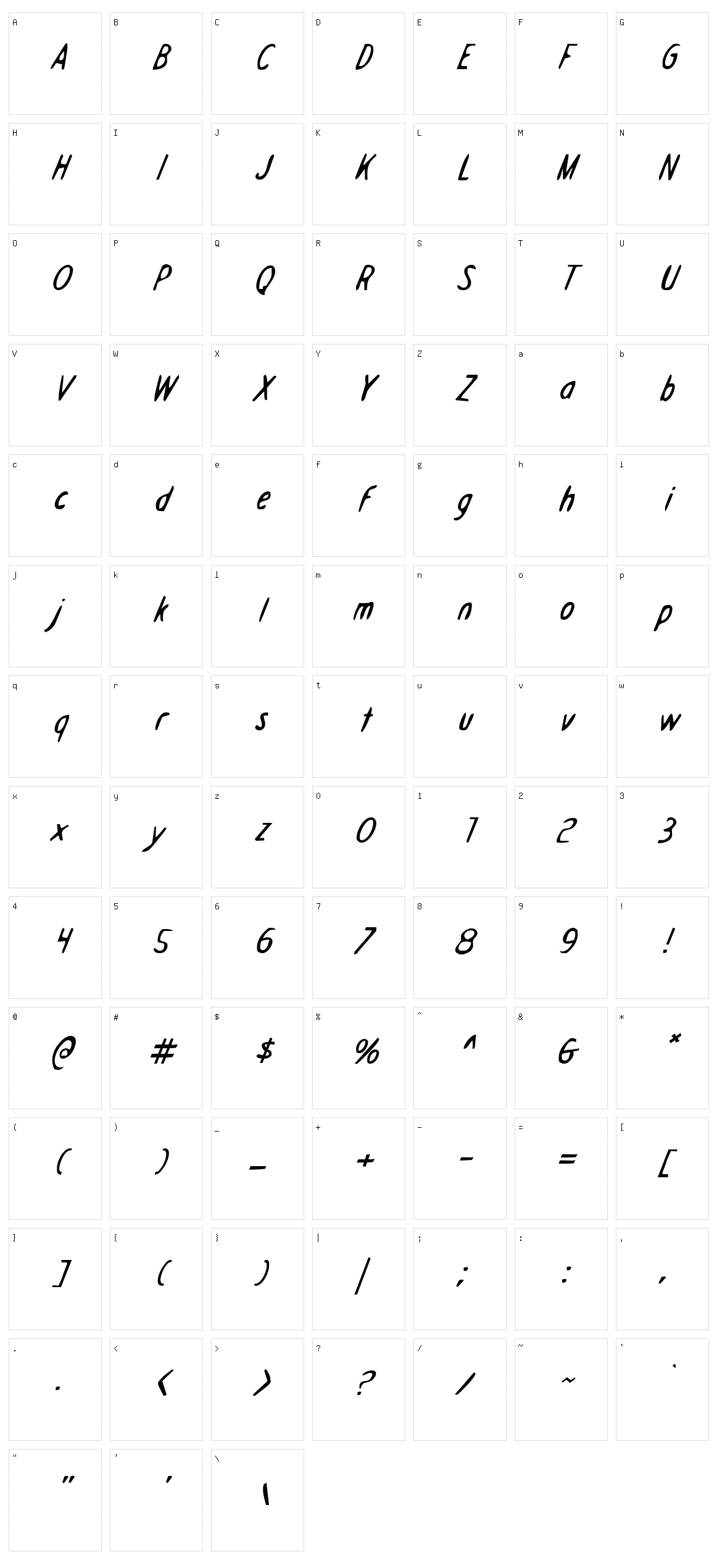 Drafting Table Character Set