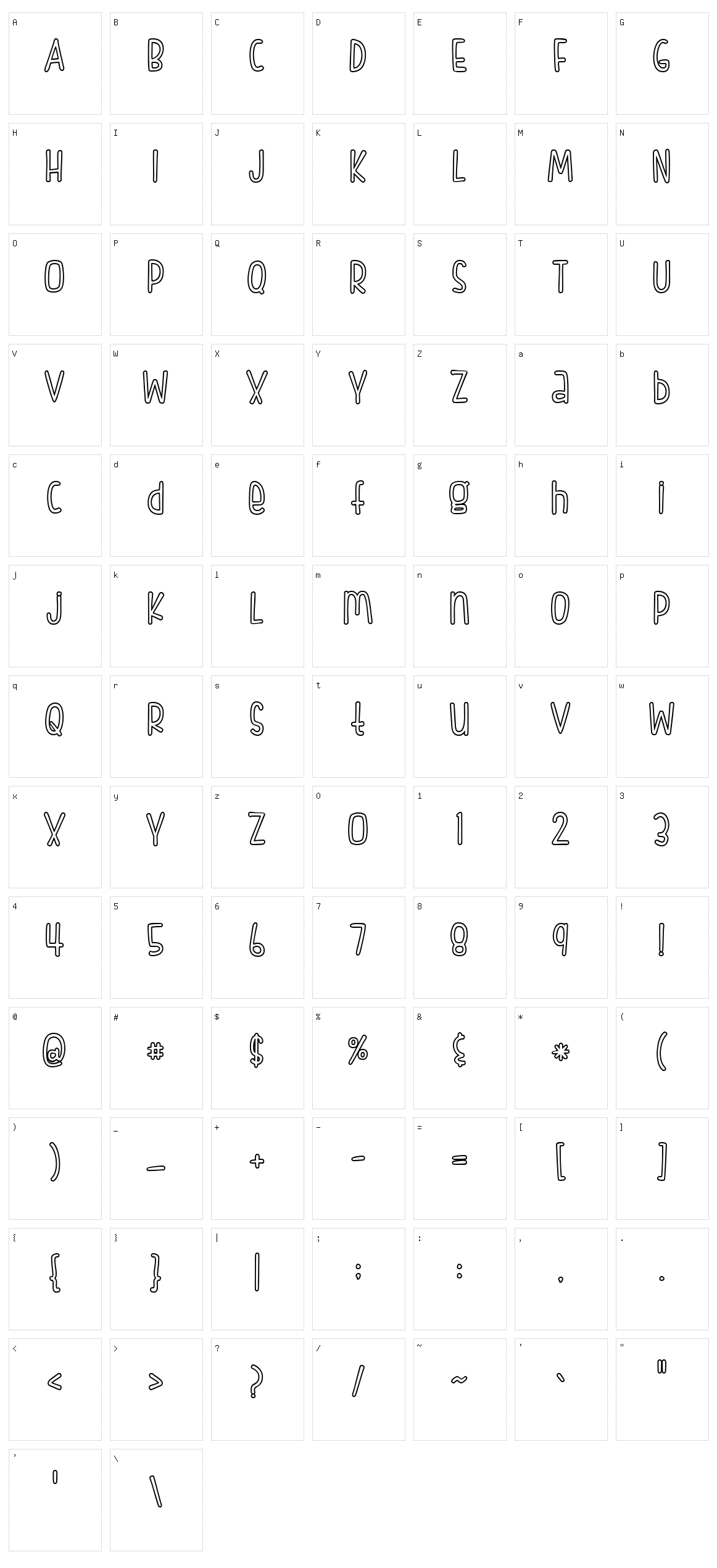 FishFingers Outline Character Set