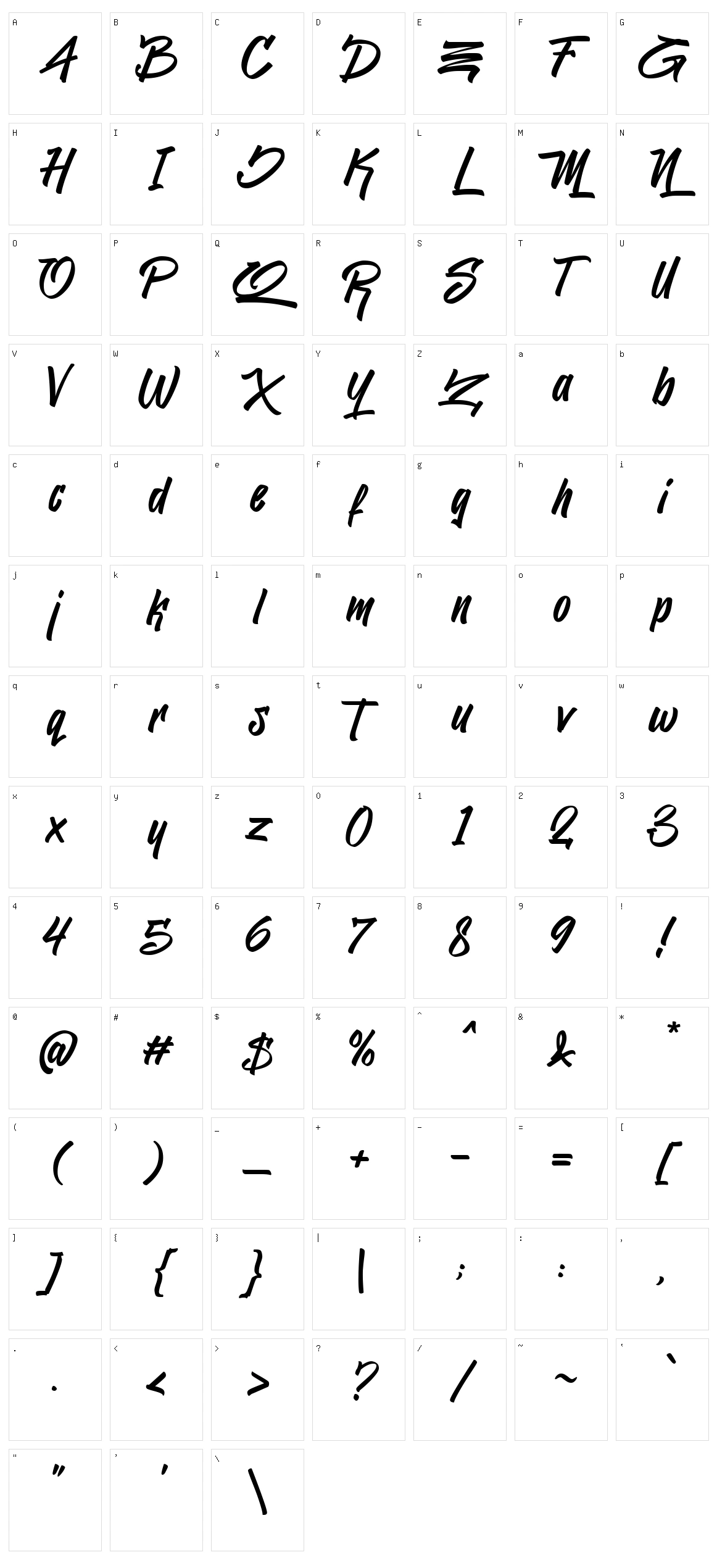 Jacksilver Character Set