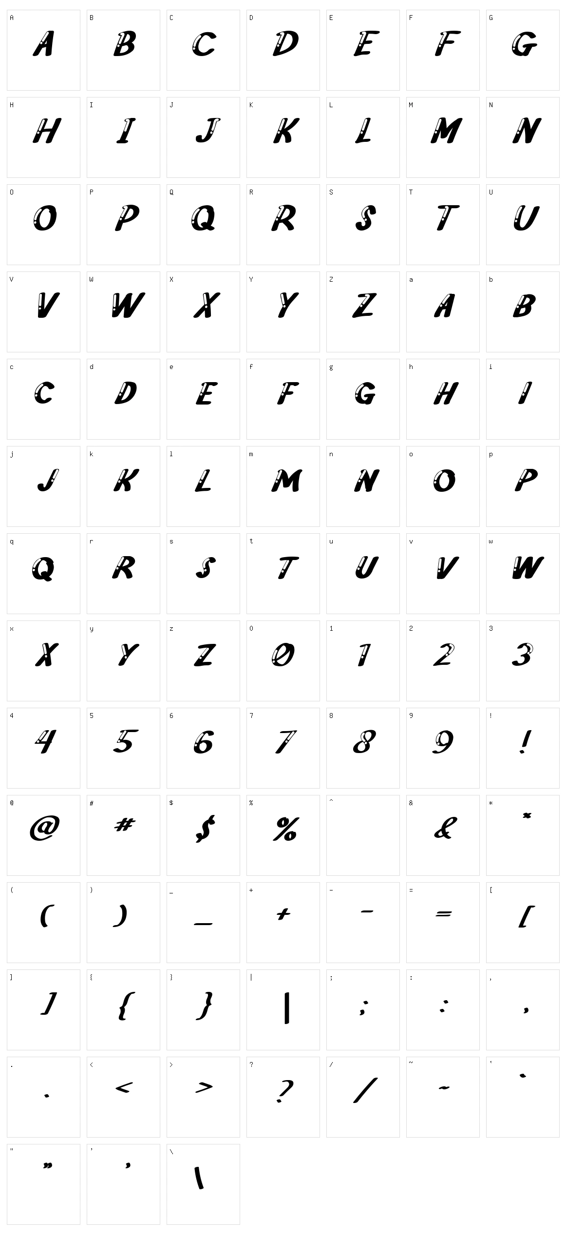 Gloria Character Set