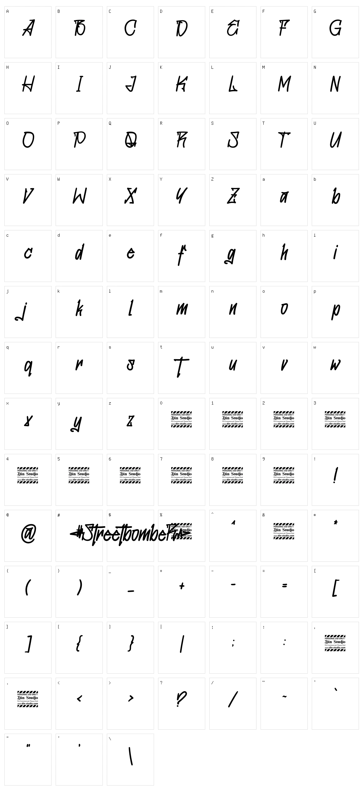 Streetbomber Character Set