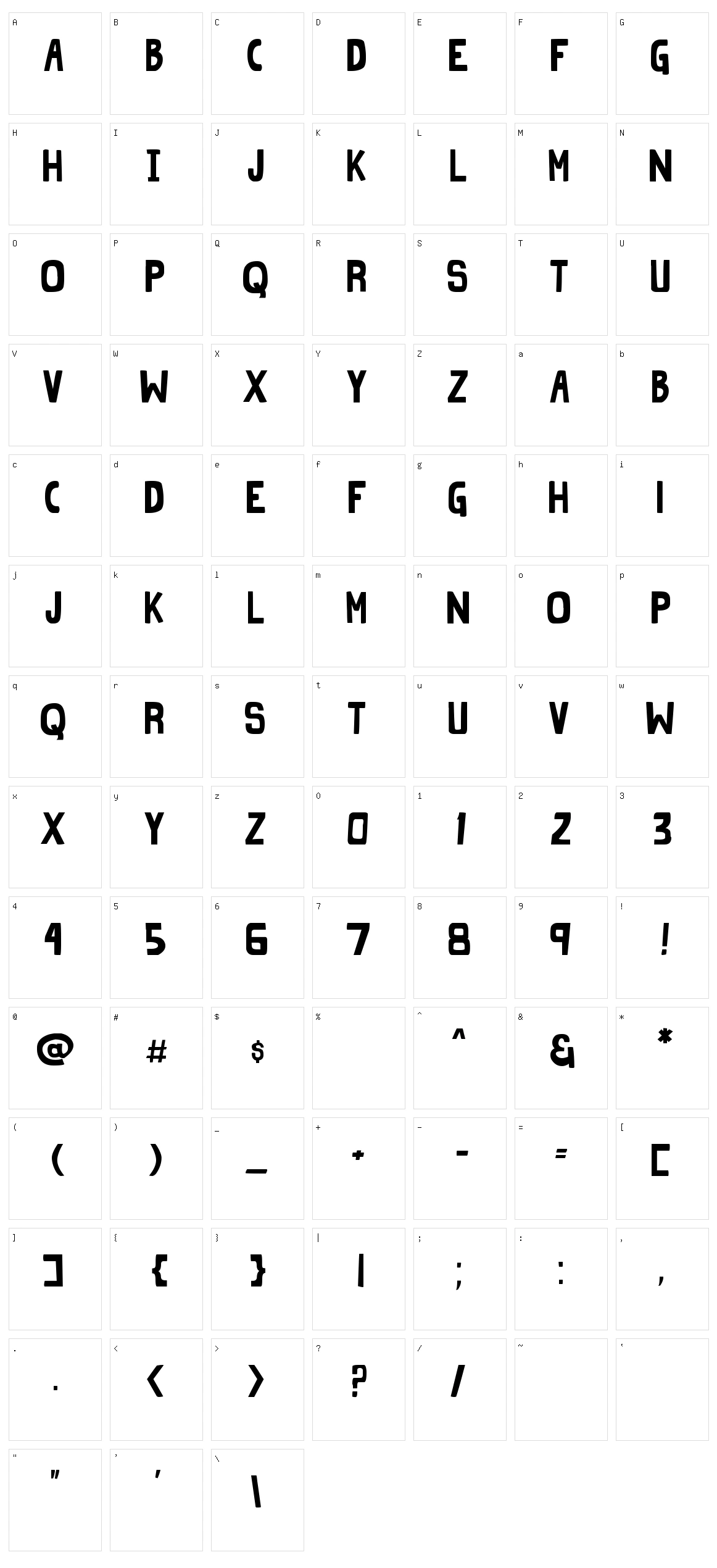 Grind Zero Character Set