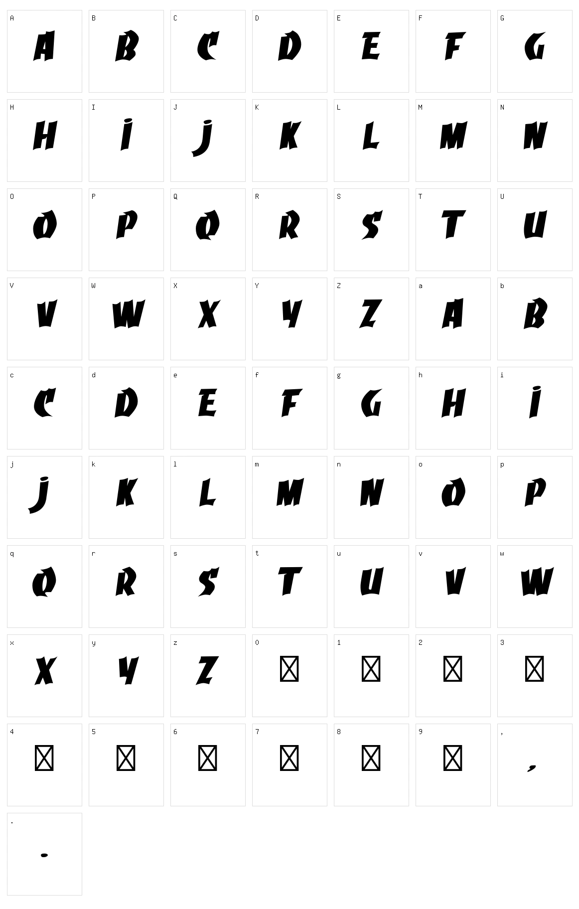 Grumaz Character Set