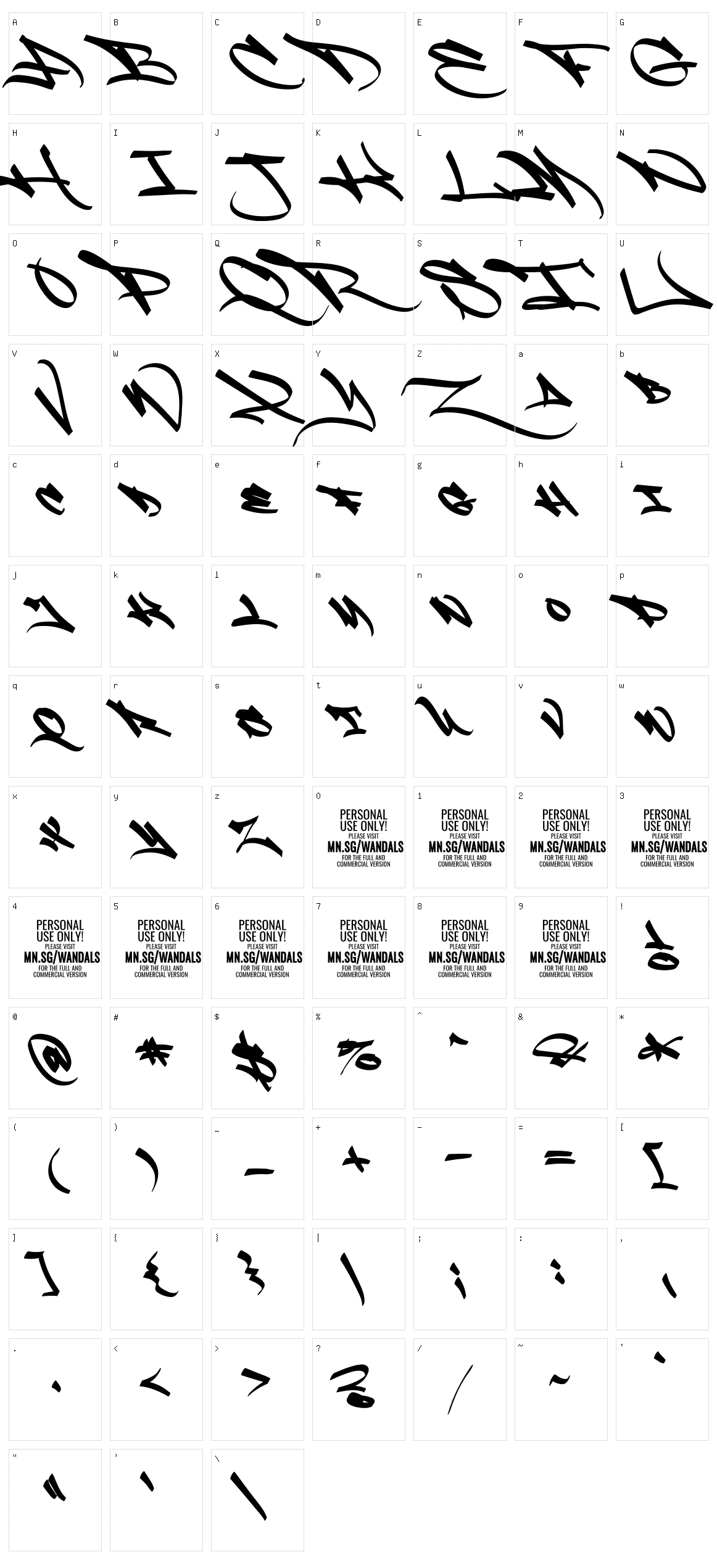 Fat Wandals Character Set